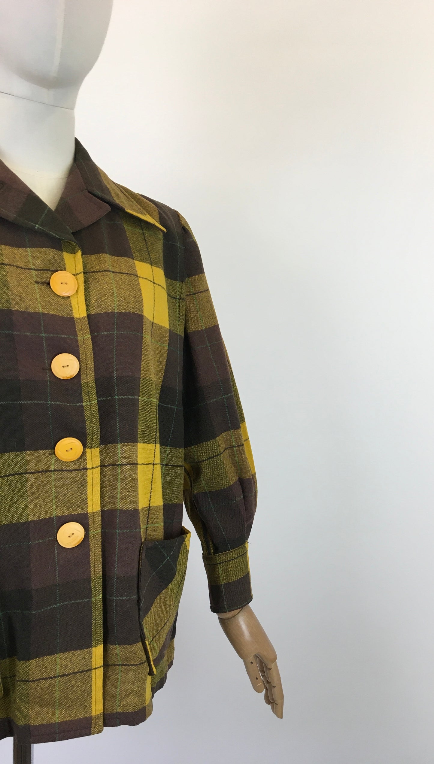 Original Fabulous 1940's Pendelton Jacket - In Warm Brown, Mustard and Bottle Green