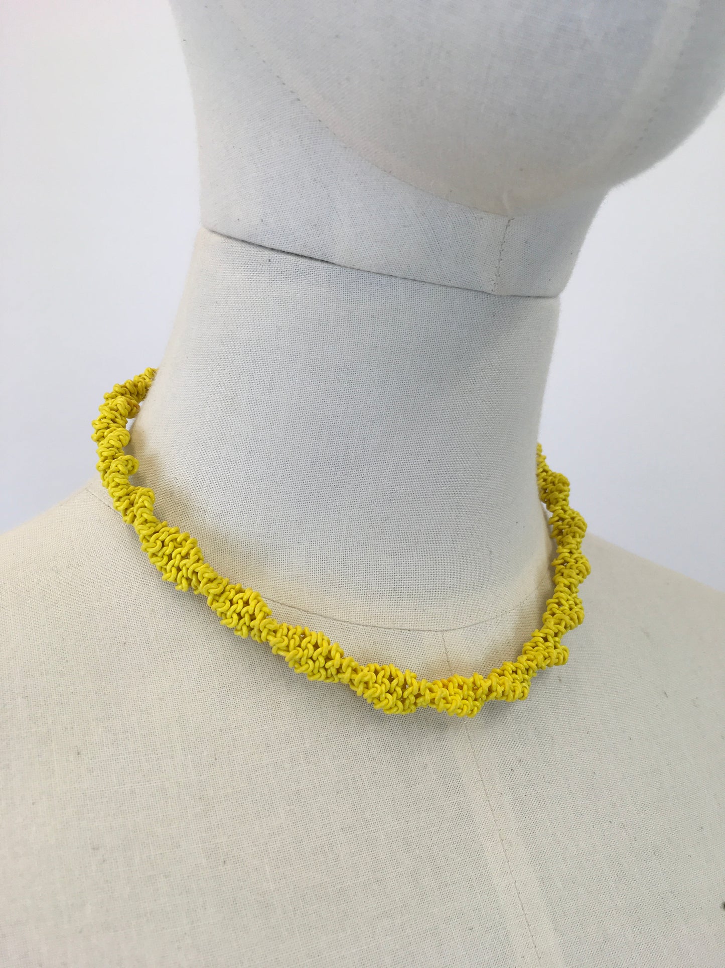 Original 1940’s Scoobie Necklace From Telephone Cord - In Sunshine Yellow