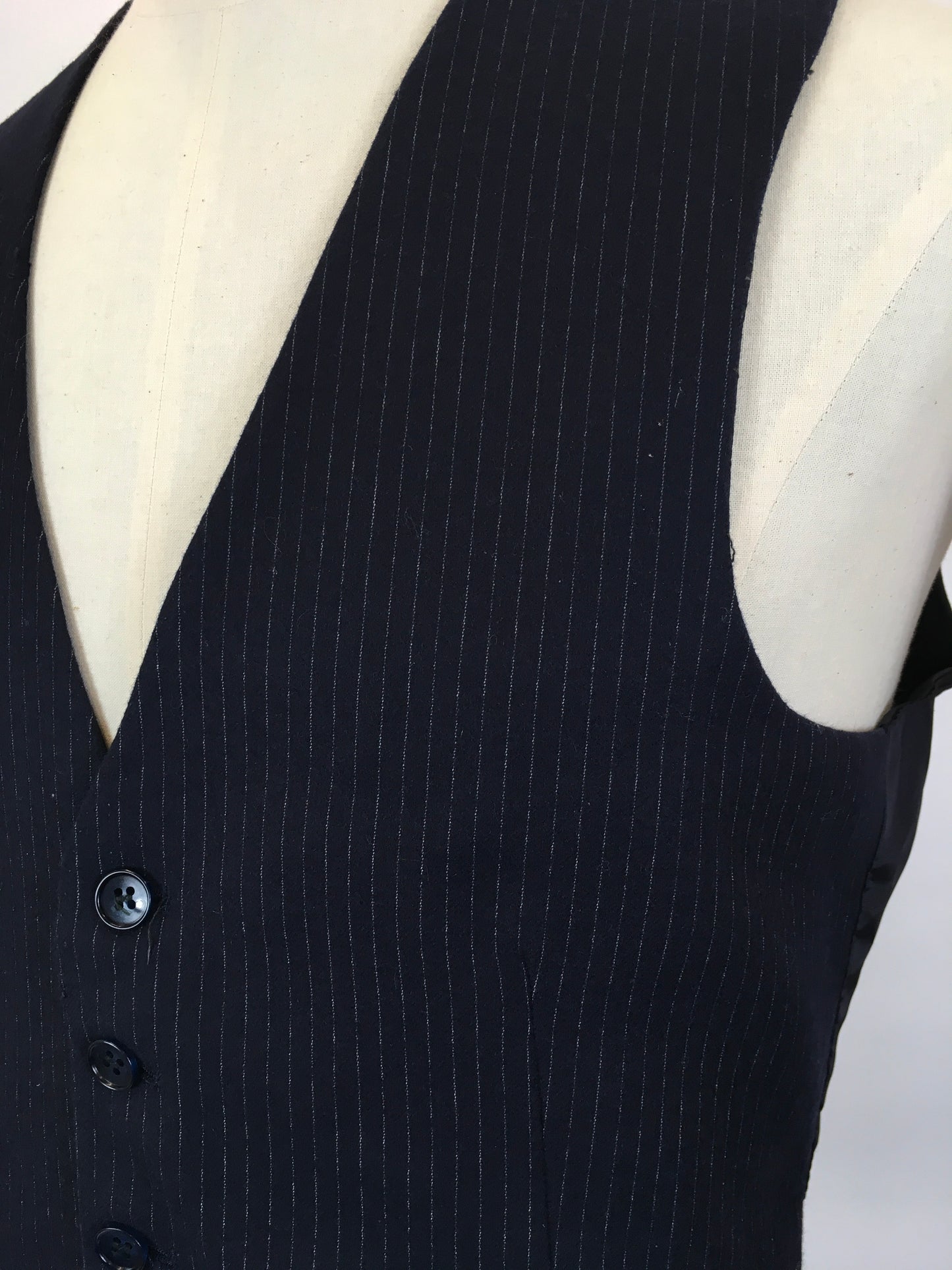 RESERVED DO NOT BUY - Original Gents Pinstripe Wool Waistcoat - With Button Front, Pockets & Backstrap Fastening