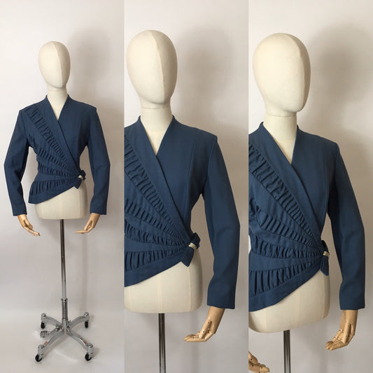 Original 1940’s ‘ Lilli Ann’ Asymmetric Front Jacket - In a Lovely Airforce Blue