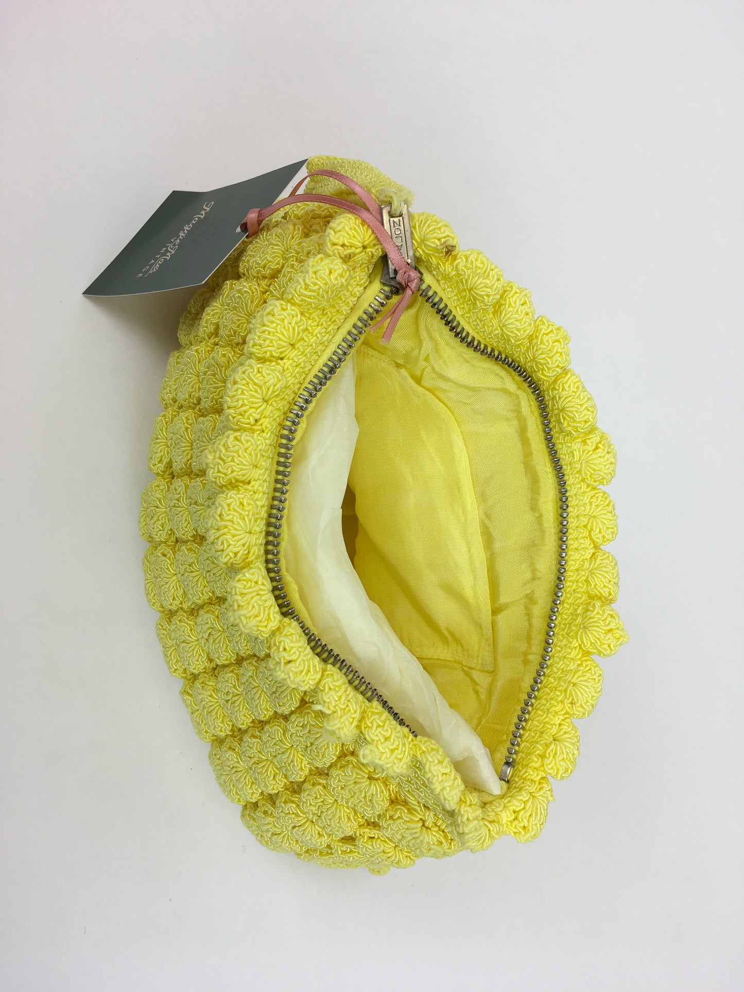 Original 1940s Popcorn Knitted Handbag - In a Glorious Sunshine Yellow