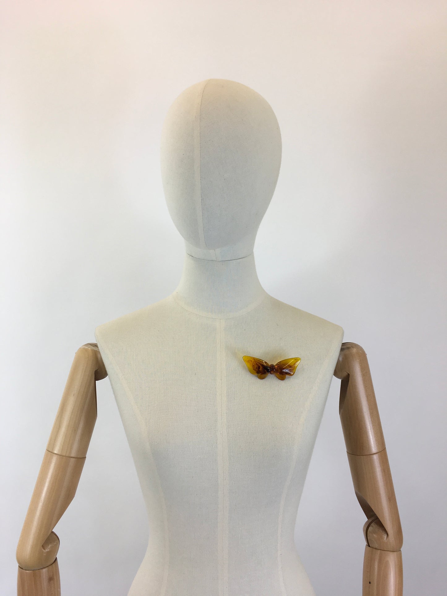 Original 1950's Early Plastic Large Bow Brooch - In Browns