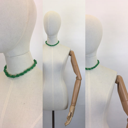 Original 1940’s Telephone Wire Necklace ‘ Scoobie’ - In a Grassy Green