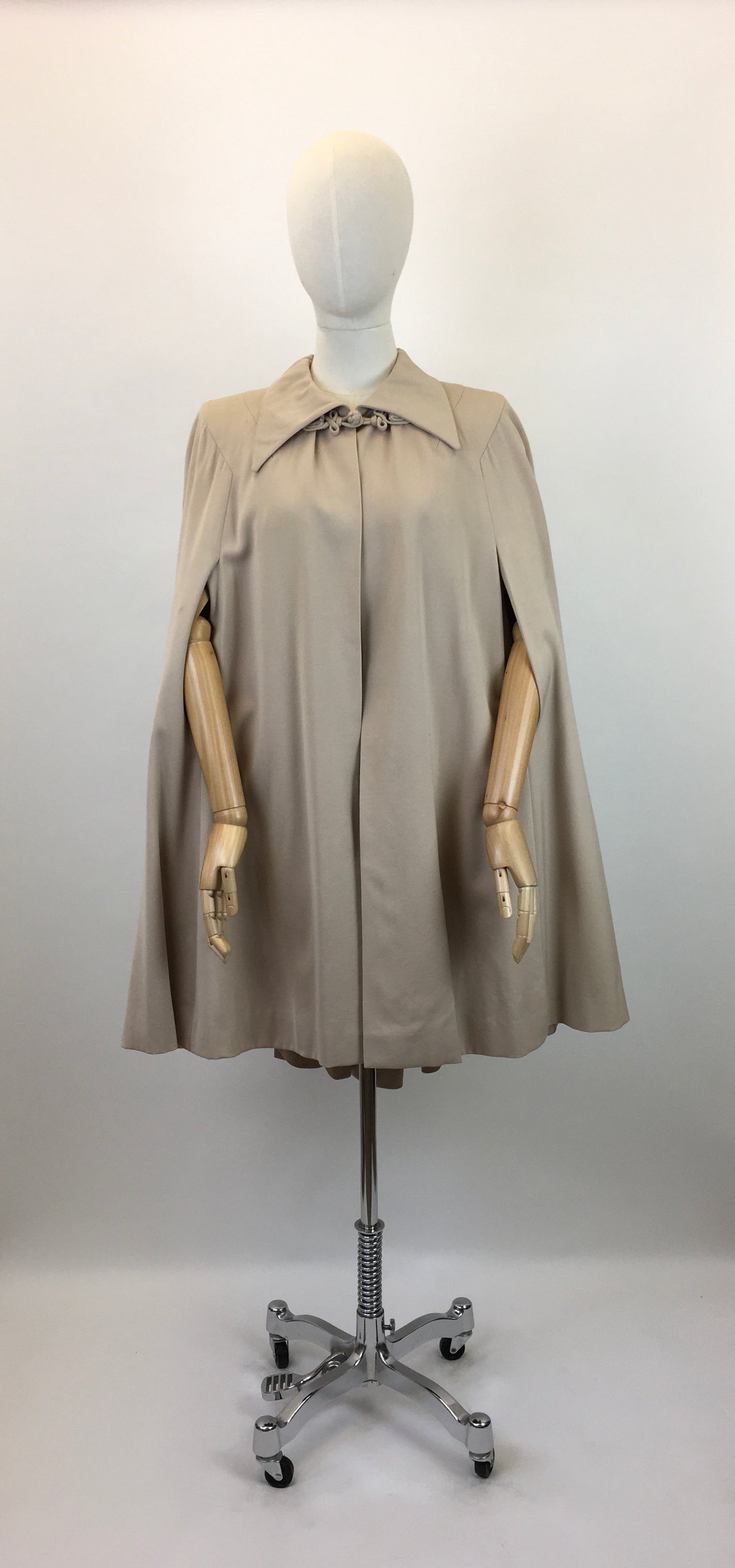 Original 1940's Sensational Gaberdine Cape - In A Soft Beige