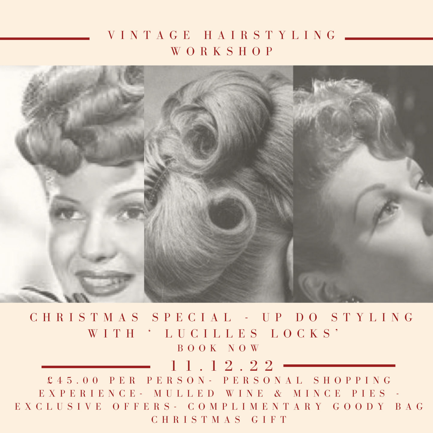 Vintage Hairstyling With Lucilles Locks - Christmas Special Up Do Styling 11.12.2022