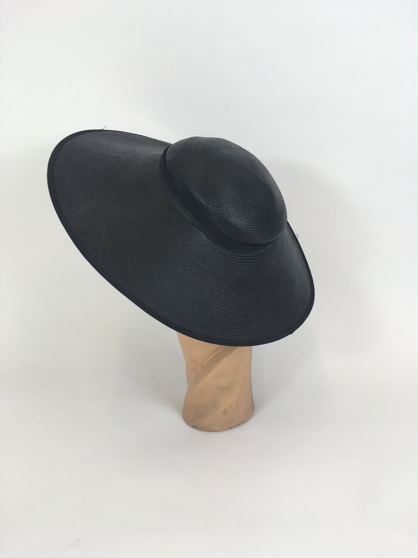Original 1940’s Large Straw Summer Hat - In Black