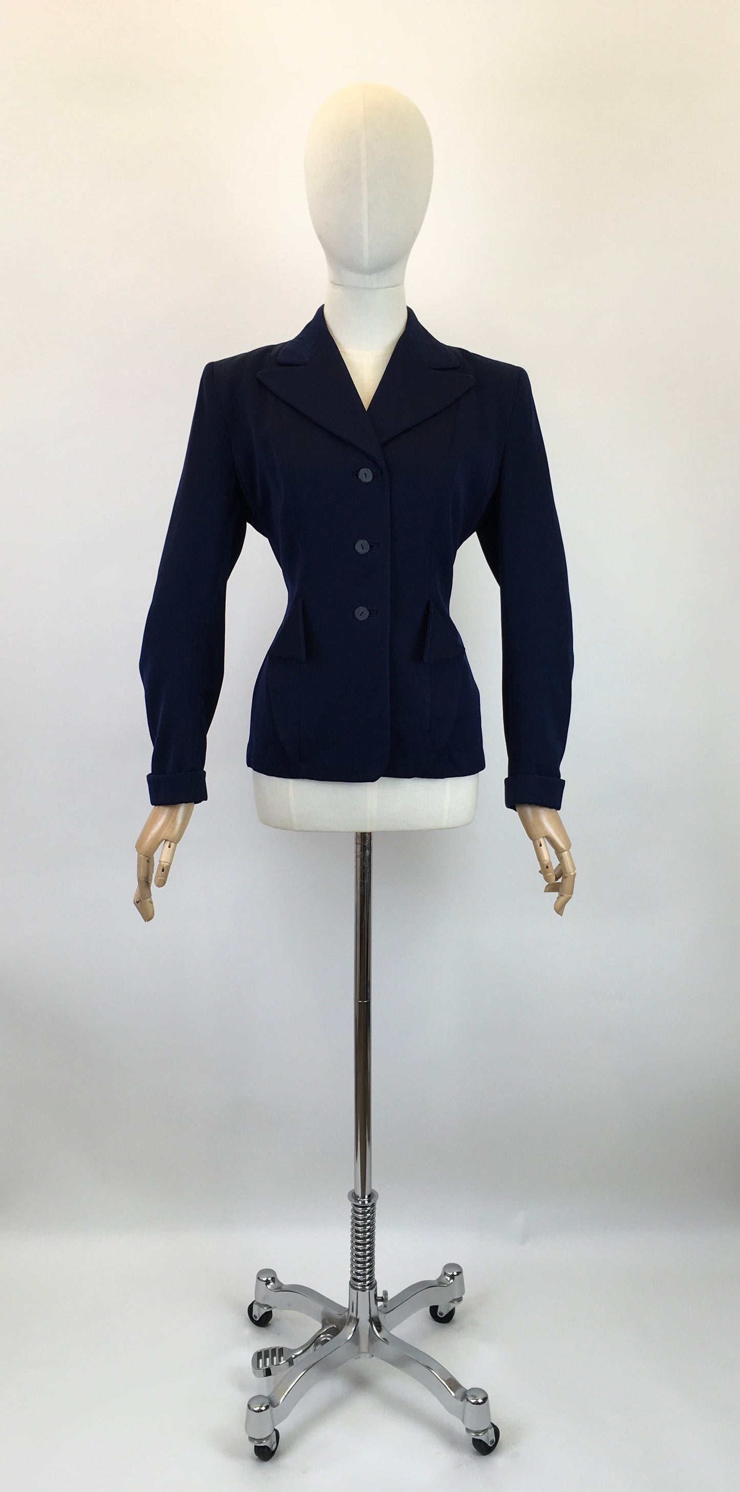 Original 1940’s Beautiful Navy Jacket - With A Classic 1940’s Silhouette and Details