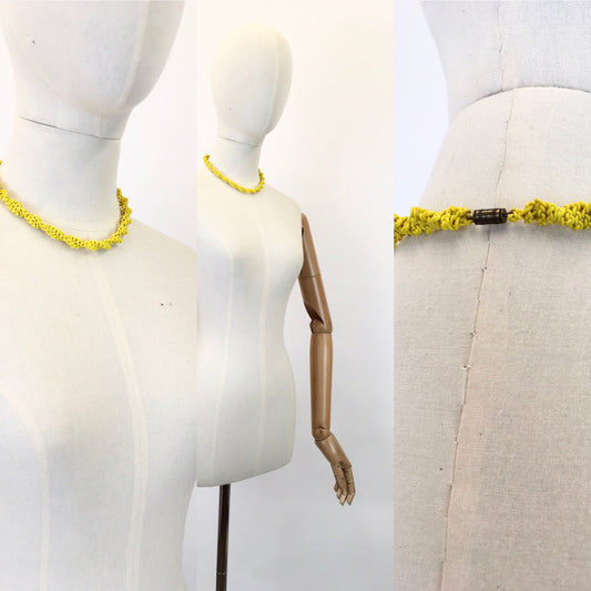 Original 1940’s Scoobie Necklace From Telephone Cord - In Sunshine Yellow