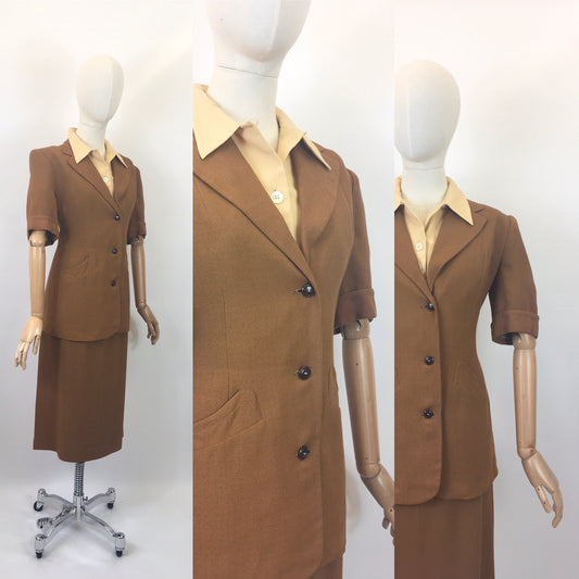 Original 1940’s Stunning 2pc Suit in Moygoshal Linen - In A Warming Brown