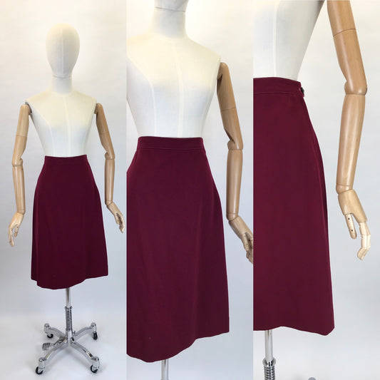 Original Late 1940s early 1950s Skirt - In a lovely Maroon Lightweight Gabardine