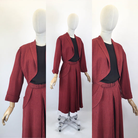 Original Late 1940’s 3 pc Set in Black and Red - By ‘ Leslie Fay ‘