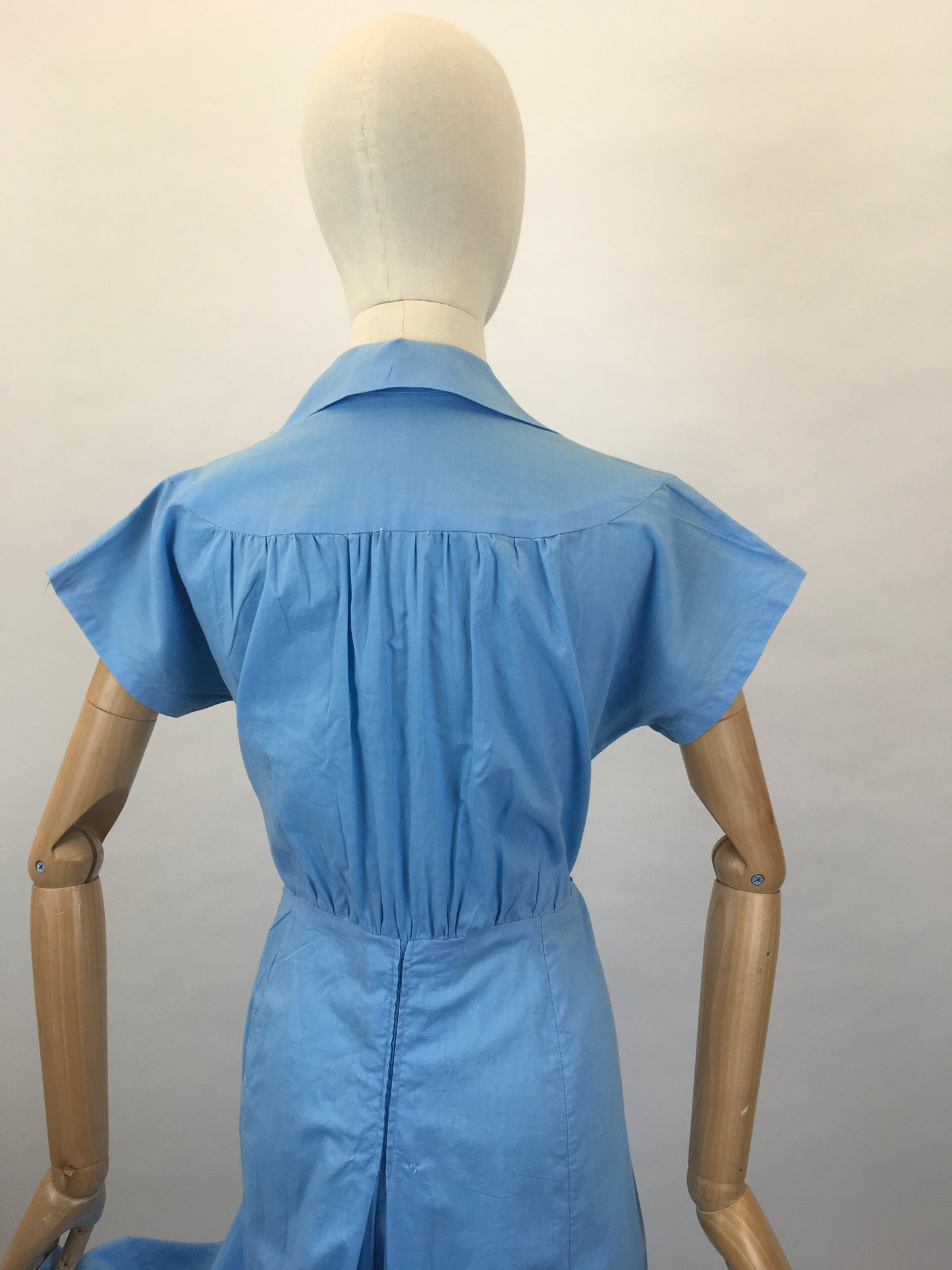 Original 1940’s Homemade Zip Front Playsuit - In a Lovely Sky Blue Cotton