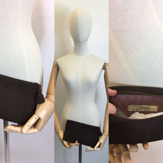 Original 1940’s Brown Corde Clutch Bag - Gorgeous Tassel Detailing