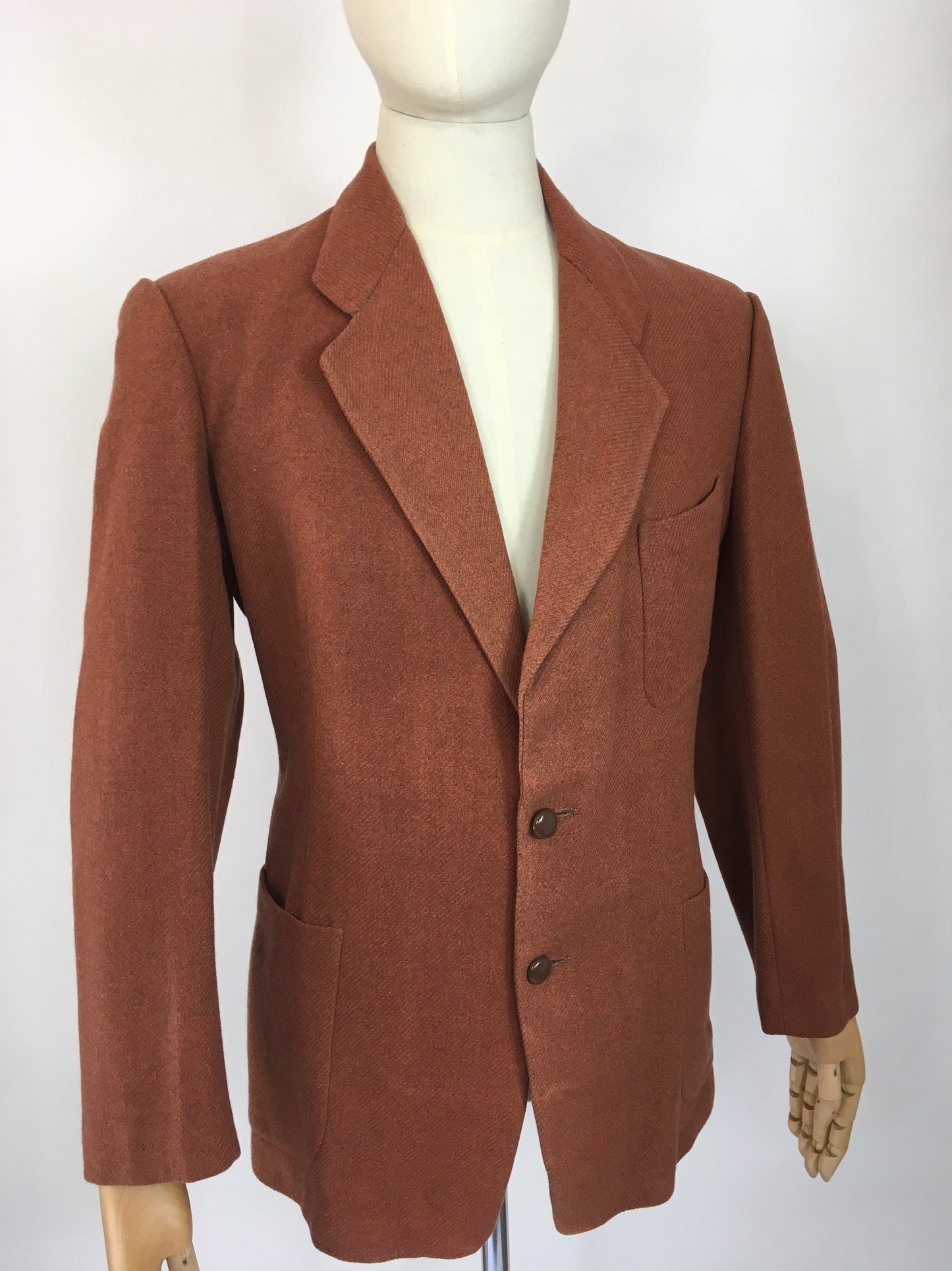 Original 1940’s Single Breasted Gents Jacket - In A Classic Period Rust Wool