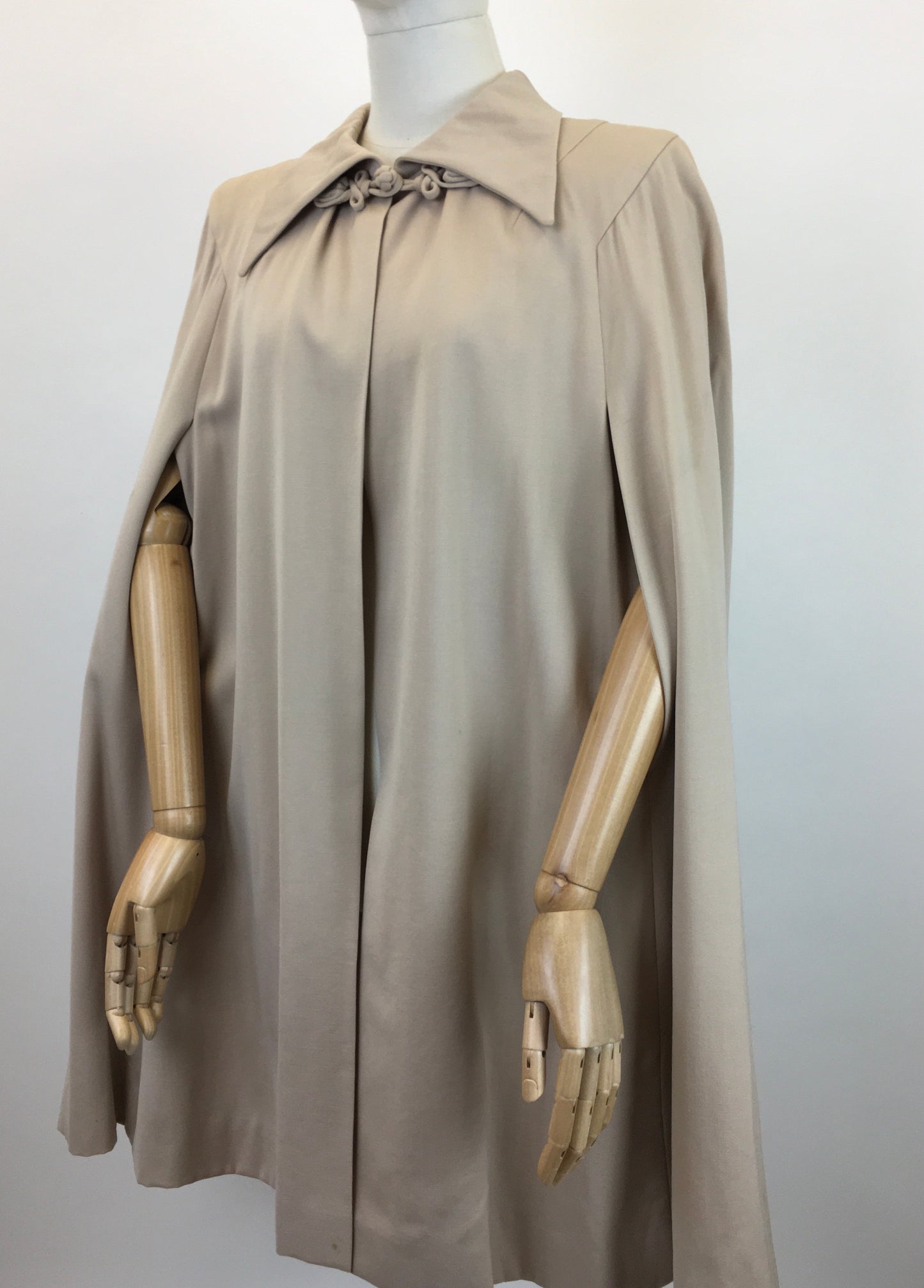 Original 1940's Sensational Gaberdine Cape - In A Soft Beige