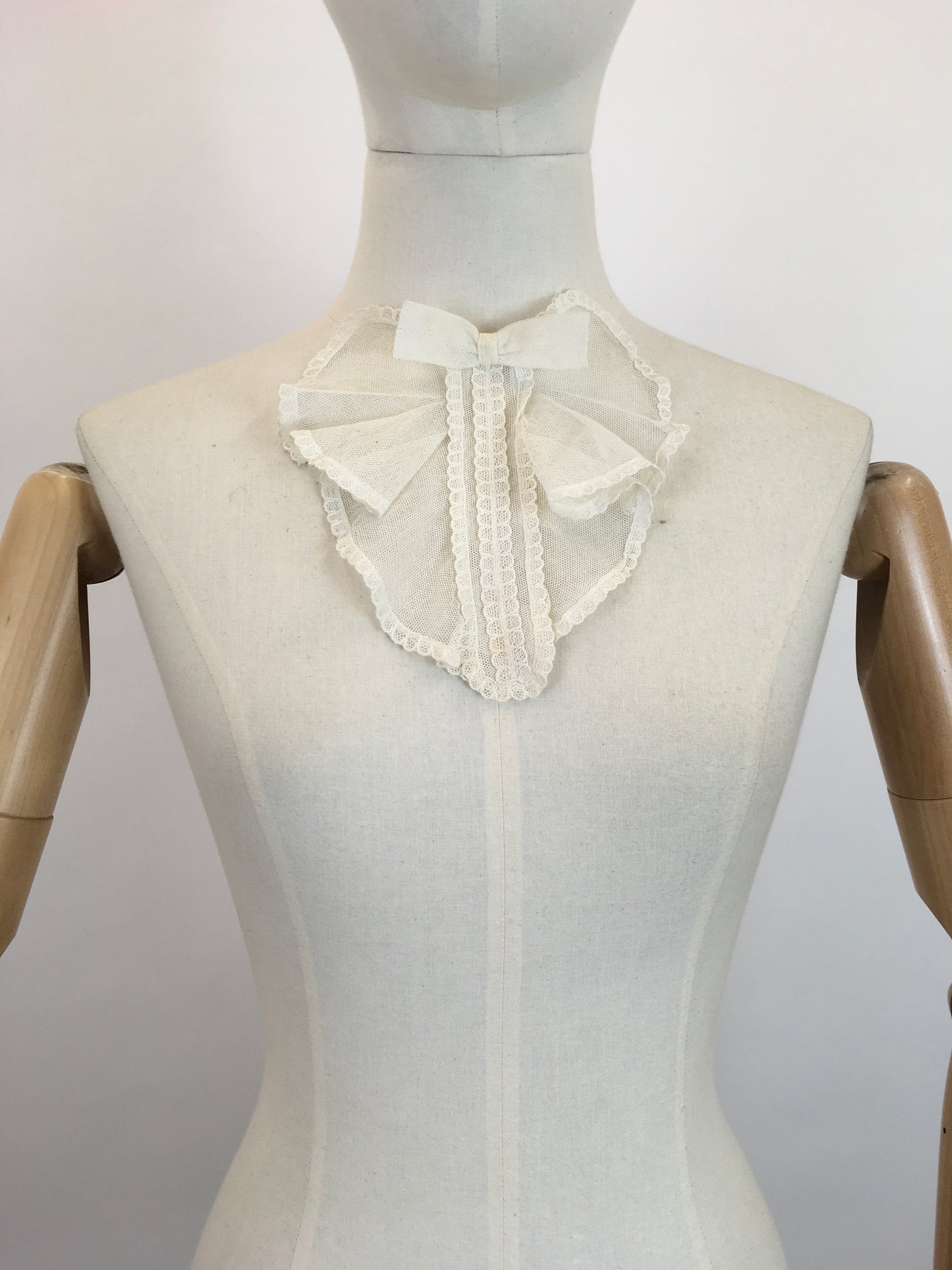 Original 1920's Fabulous Dickie - Made From A Fine Net with Lace And Bow Adornment