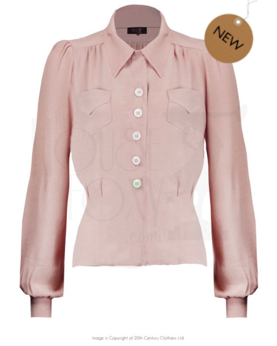 House of Foxy 1940’s Sweetheart Blouse in Blush