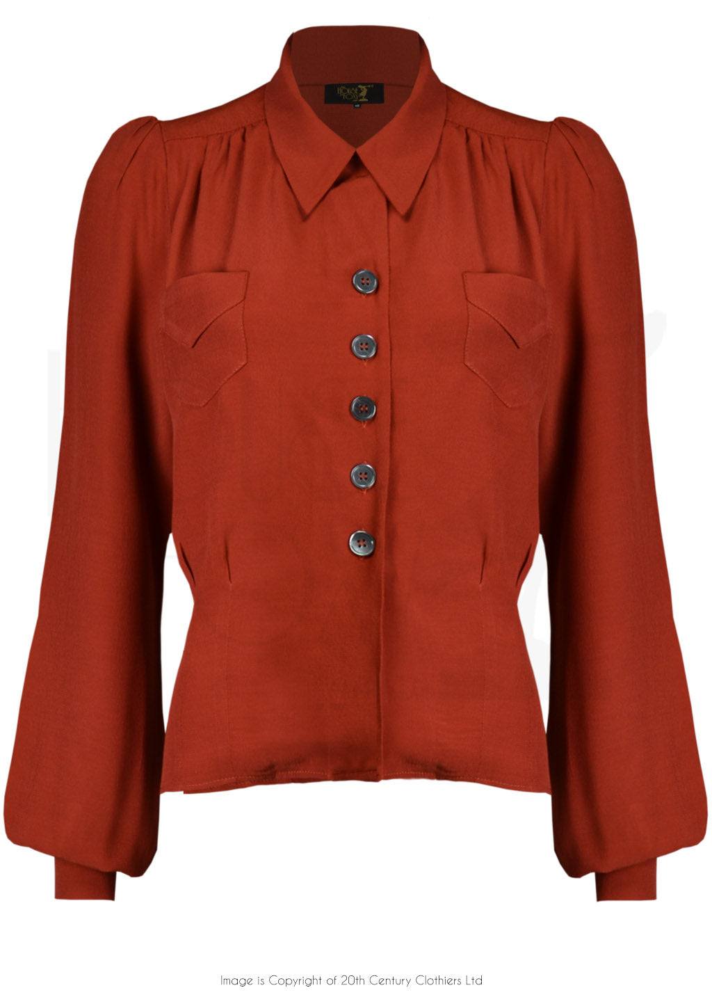 House Of Foxy 1940’s Sweetheart Blouse In Rust