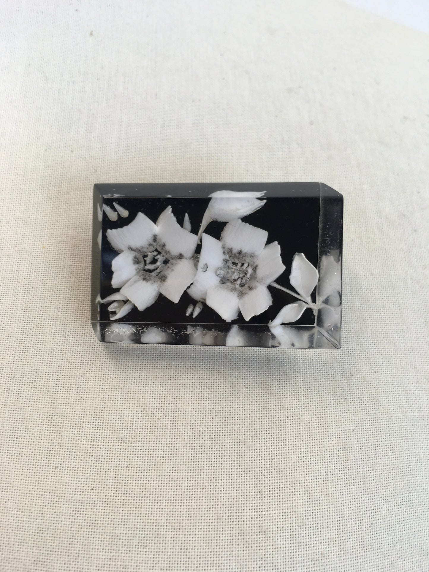 Original 1950's Darling Reverse Carved Lucite Brooch - In Black and White