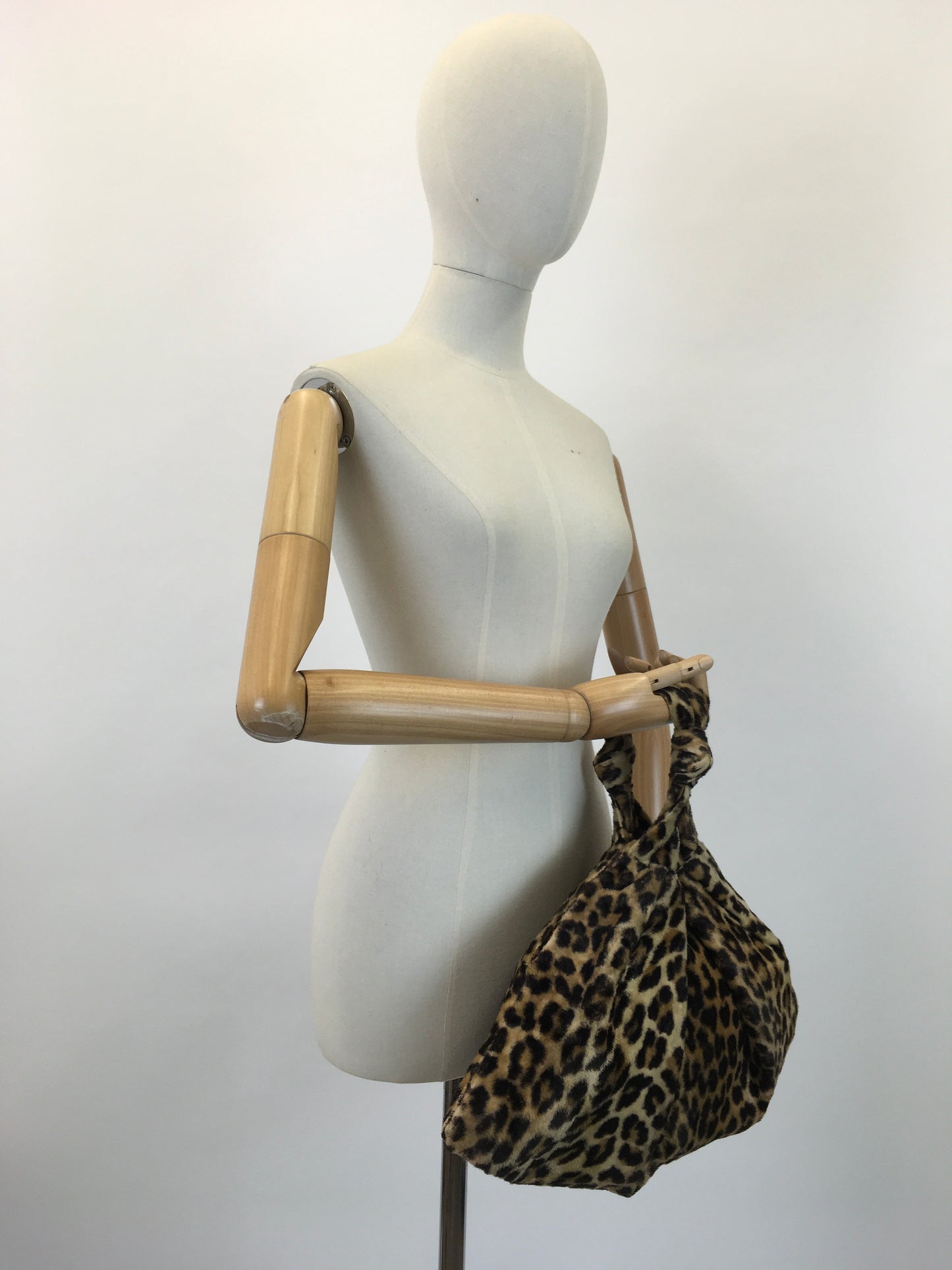 Original 1940's Fabulous Faux Fur Slouchy Handbag - In Leopard Print