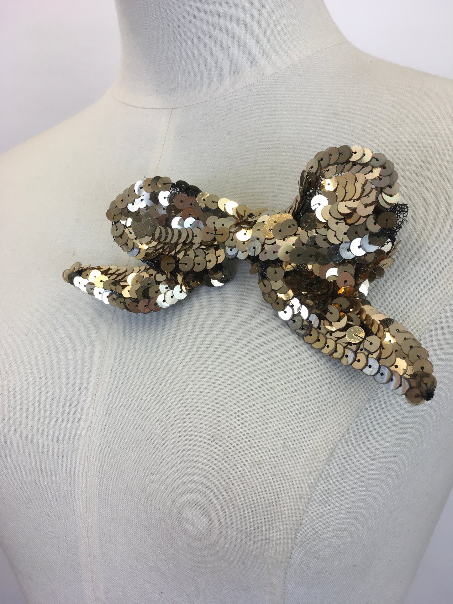 Original 1920's / 1930's Stunning Bow Adornment - In Shimmering Gold Sequins