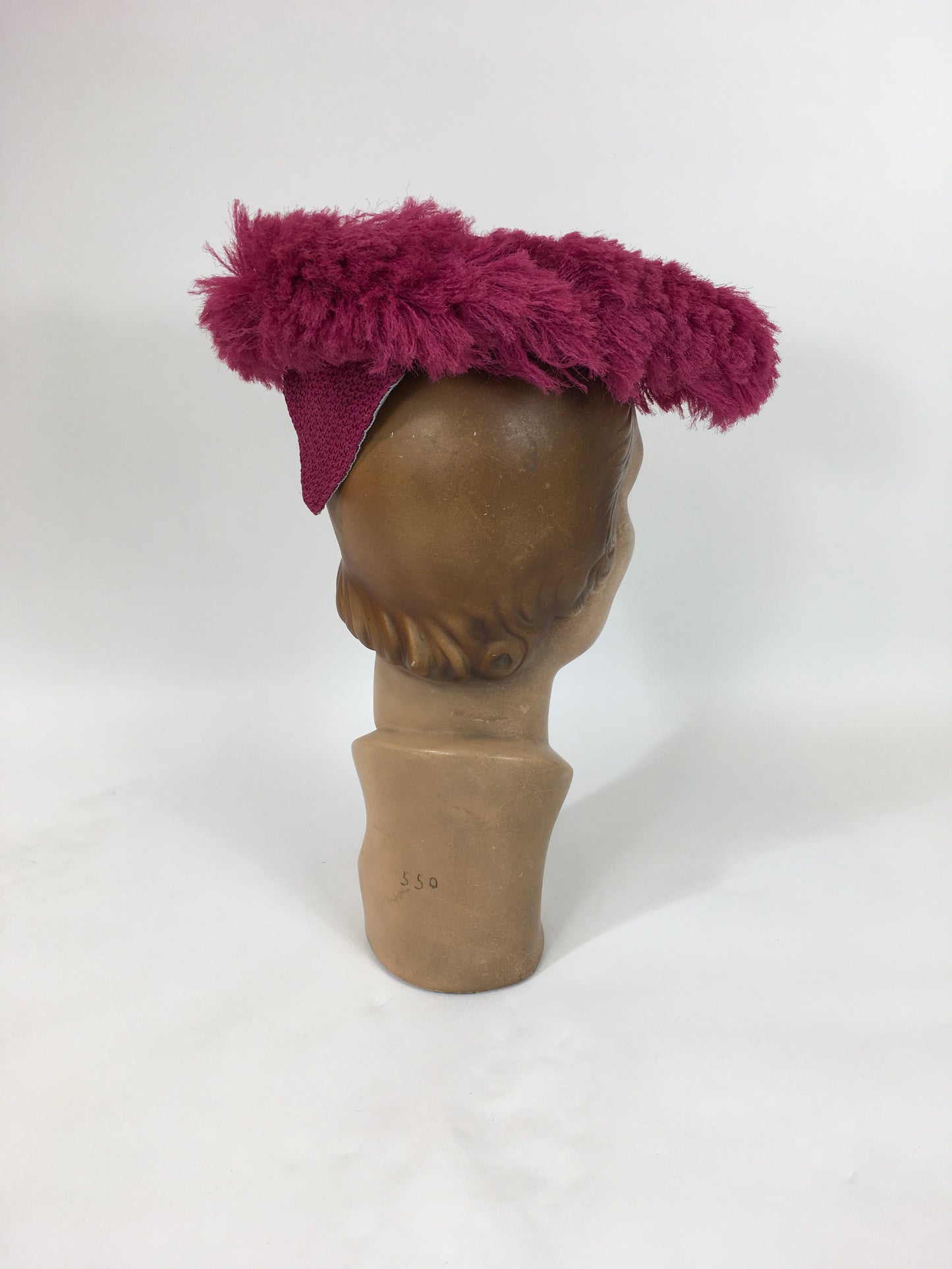 Original 1940’s Sensational Cerise Pink Hat - With Fabulous ‘ Fluff ‘ Adornment