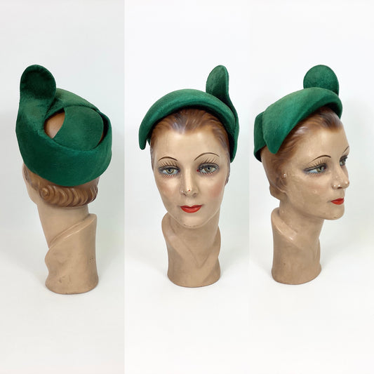 Original 1950’s Darling Headpiece - In A Rich Emerald Green