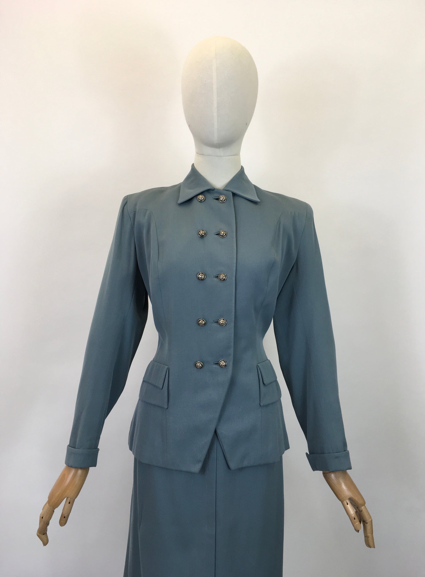 Original 1940's Stunning Double Breasted 2pc Suit - In A Powder Blue