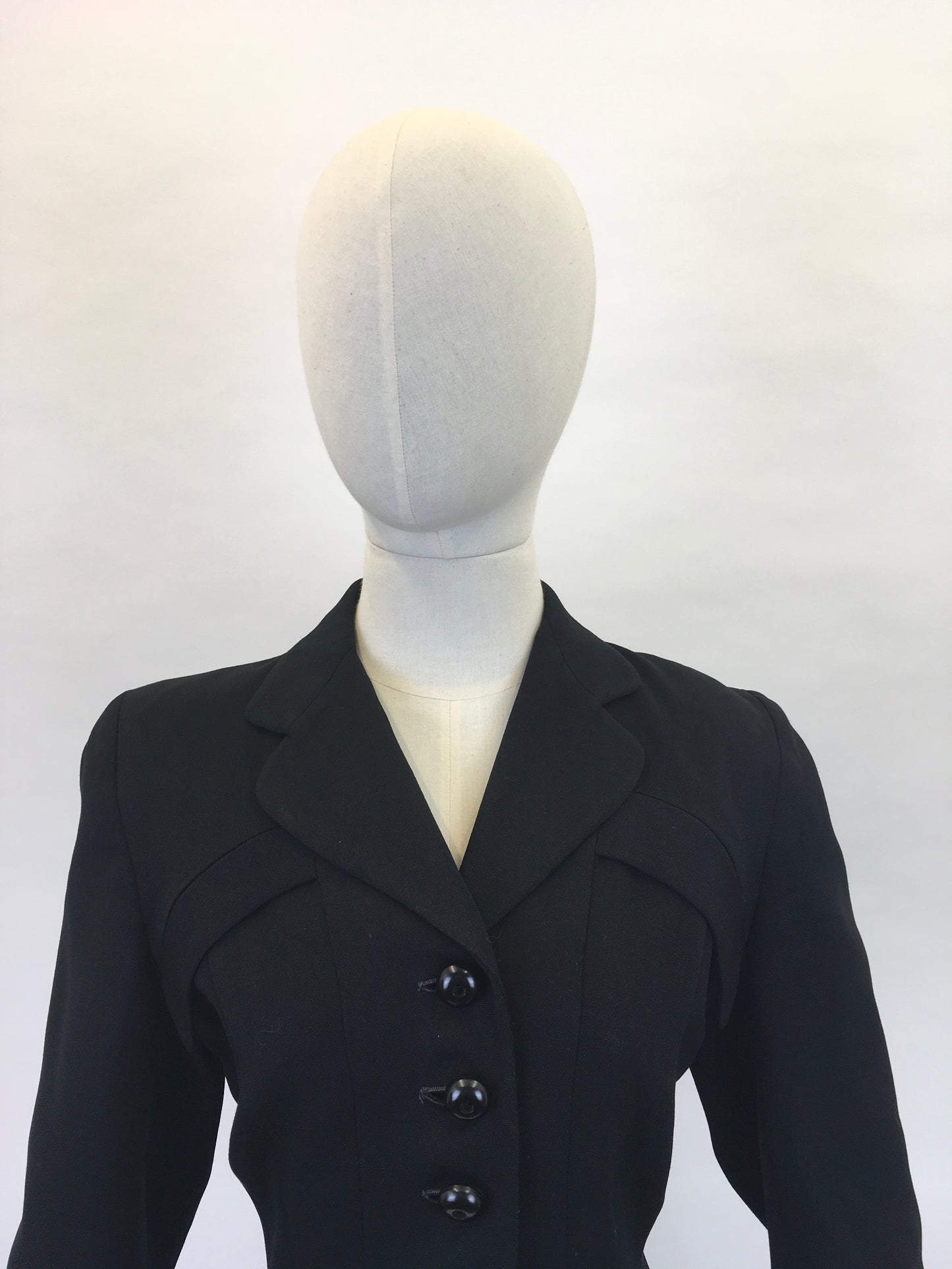 Original 1940s Black Longline Jacket - With a ‘ Vogue Original ‘ Label