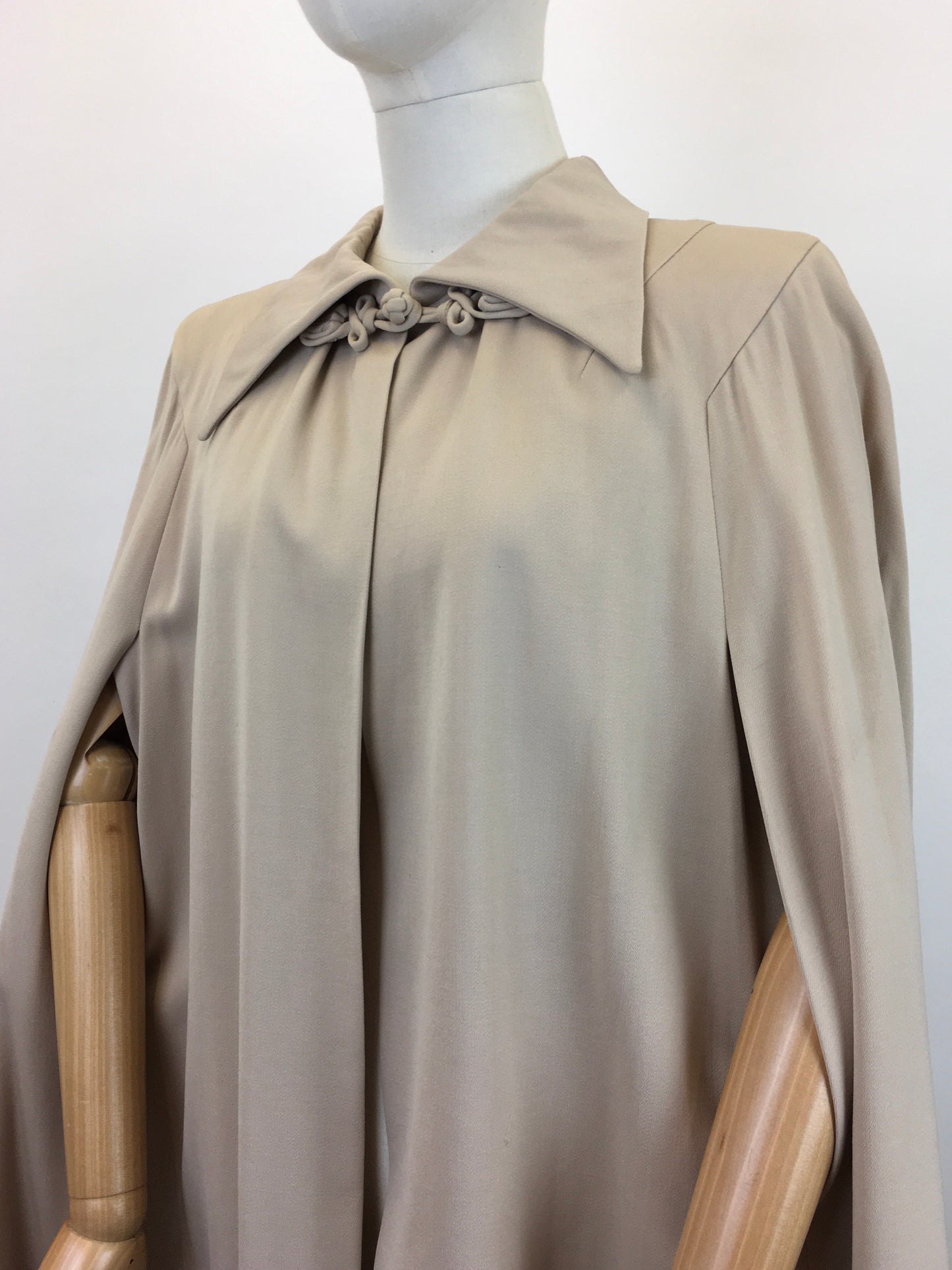 Original 1940's Sensational Gaberdine Cape - In A Soft Beige