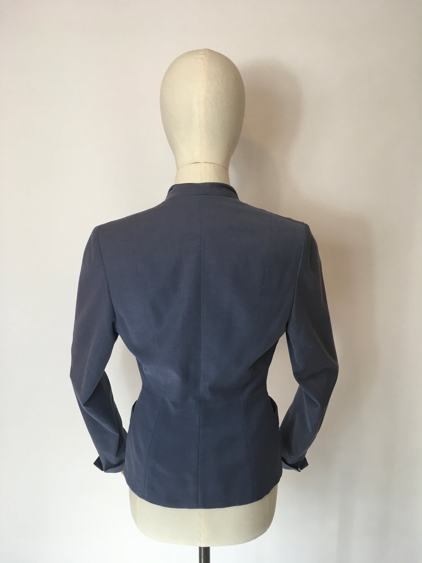 Original 1940’s Blue Jacket - With Stunning Diamond Detailing and Nipped In Waist