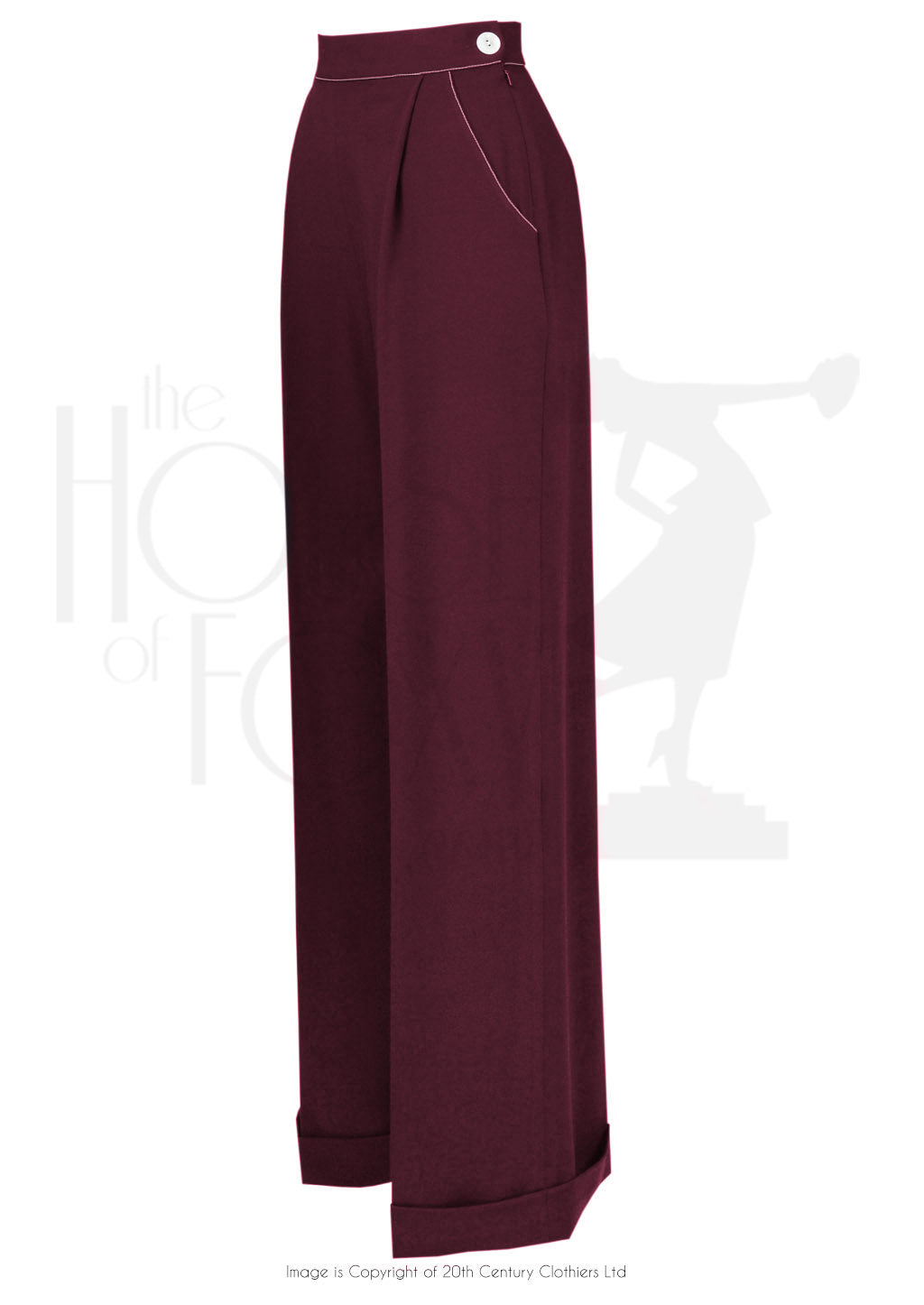 House Of Foxy 1940’s Hepburn Trousers in Berry