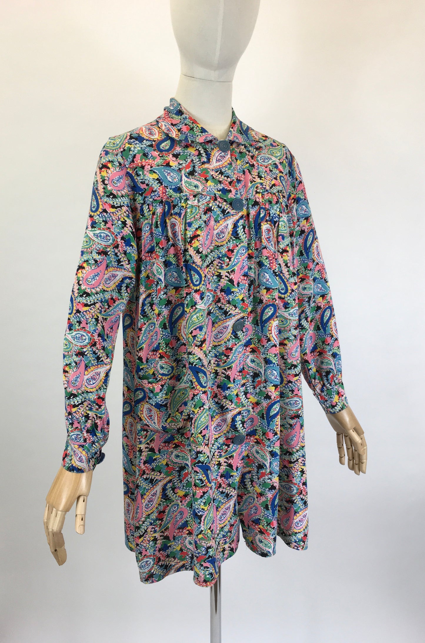 Original 1940’s CC41 Stunning Cotton Smock - In the Most Vibrant Floral & Paisley Print