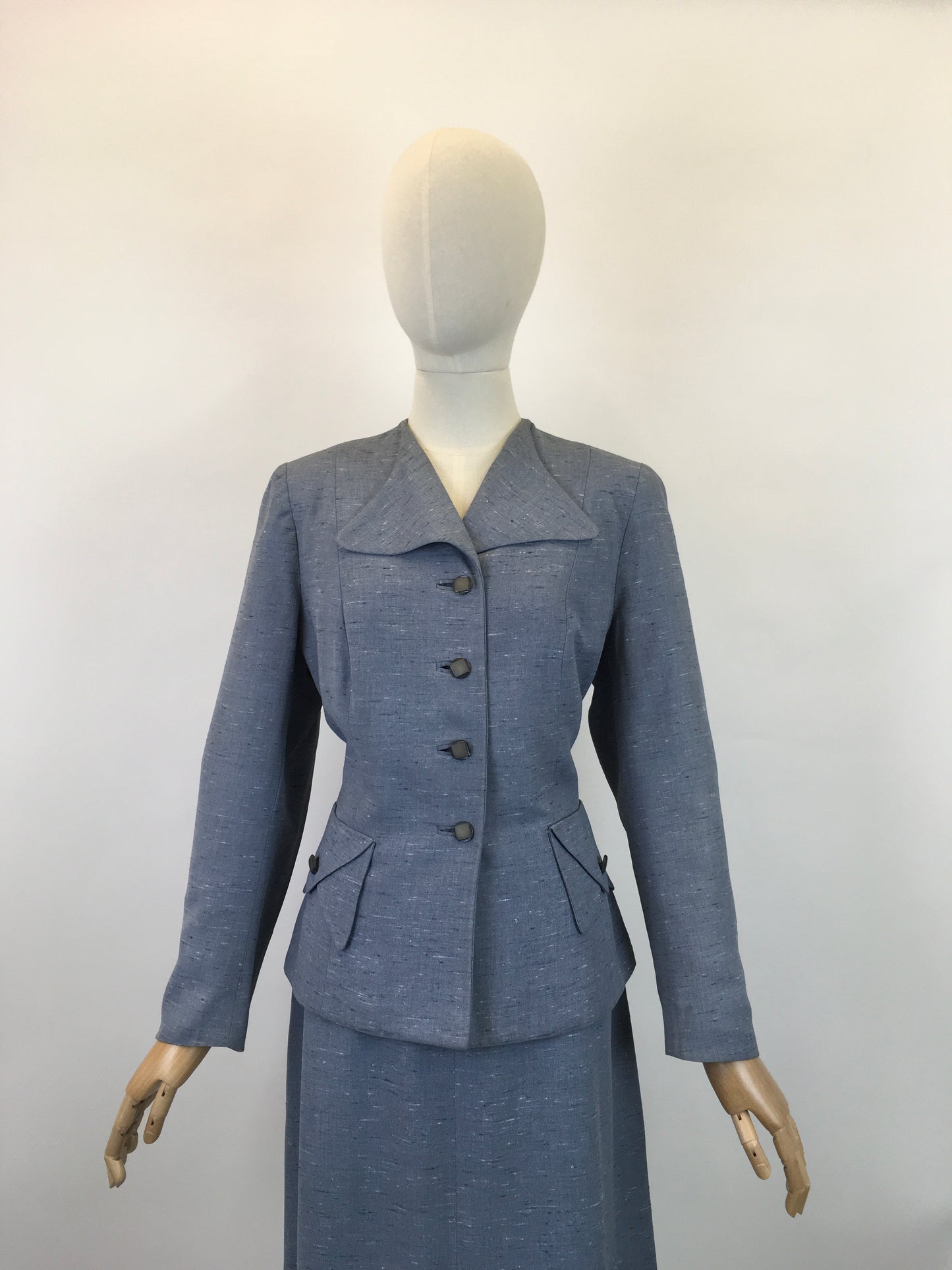 Original Late 1940’s early 1950’s Atomic Fleck 2pc Suit - In a Lovely Powdered Blue