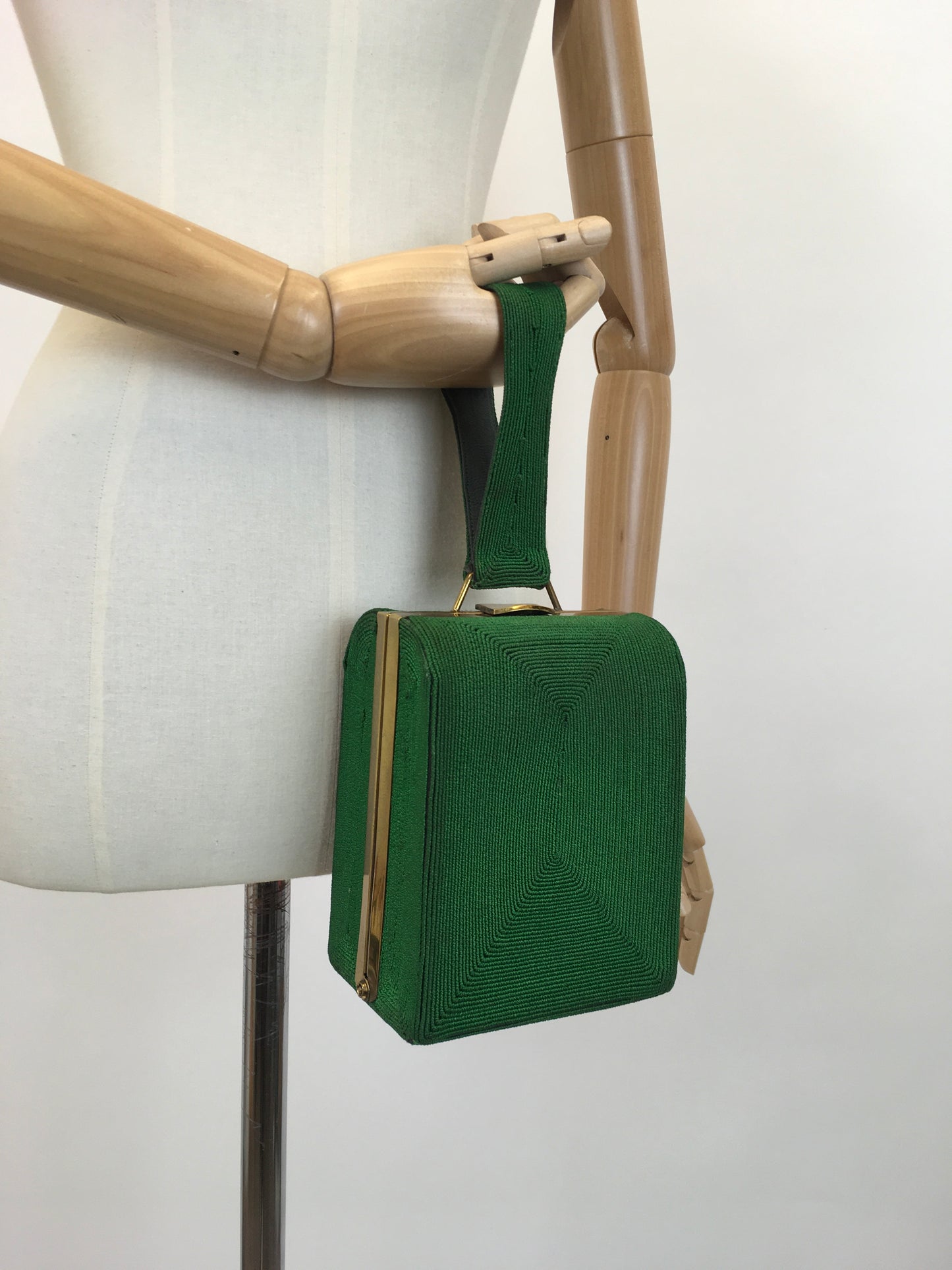 Original 1940's Sensational Rare Corde Handbag - In Emerald Green