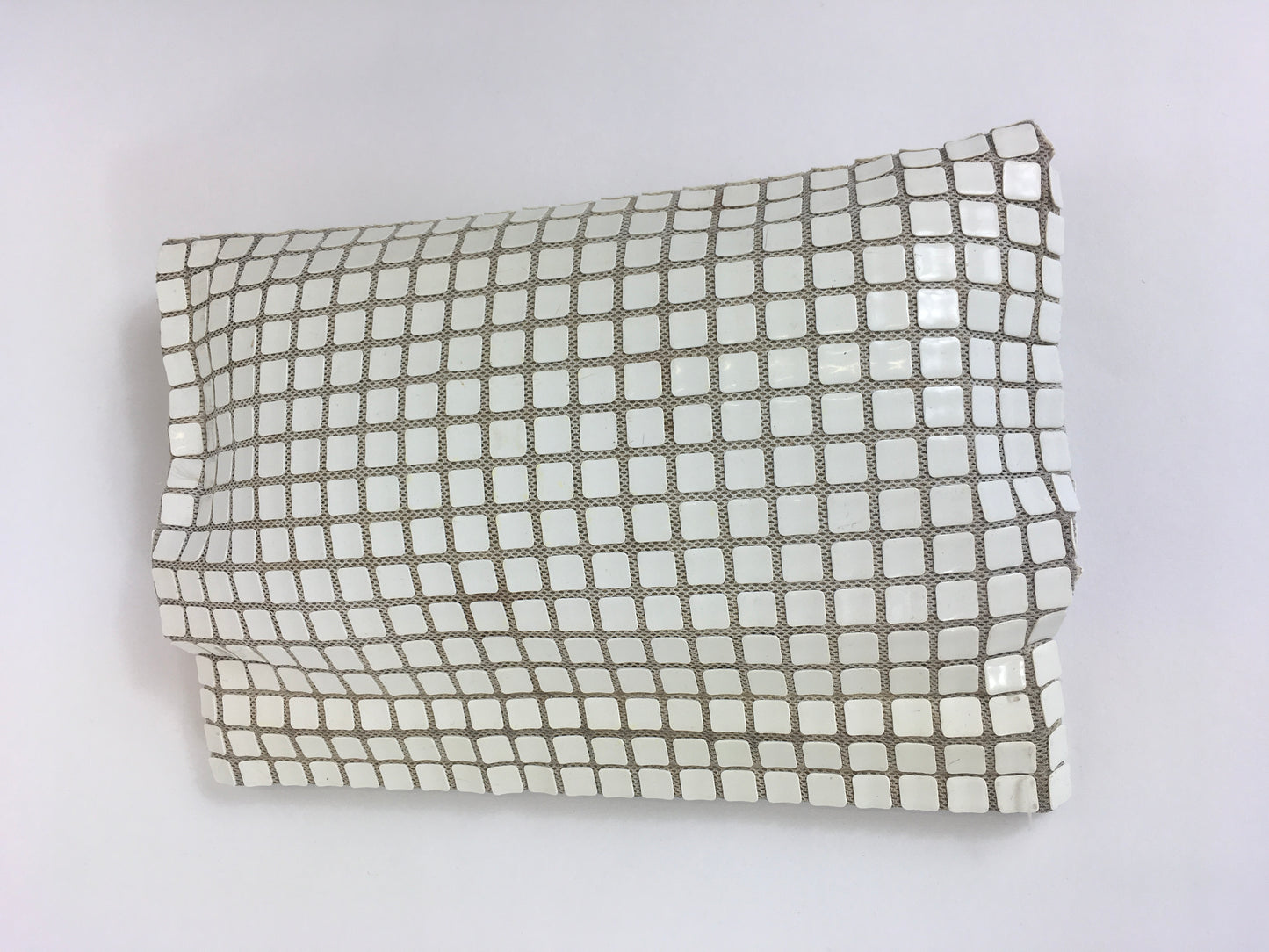 Original Late 1940’s Early 1950’s White Tiled Clutch Handbag - With Magnetic Strip Closure