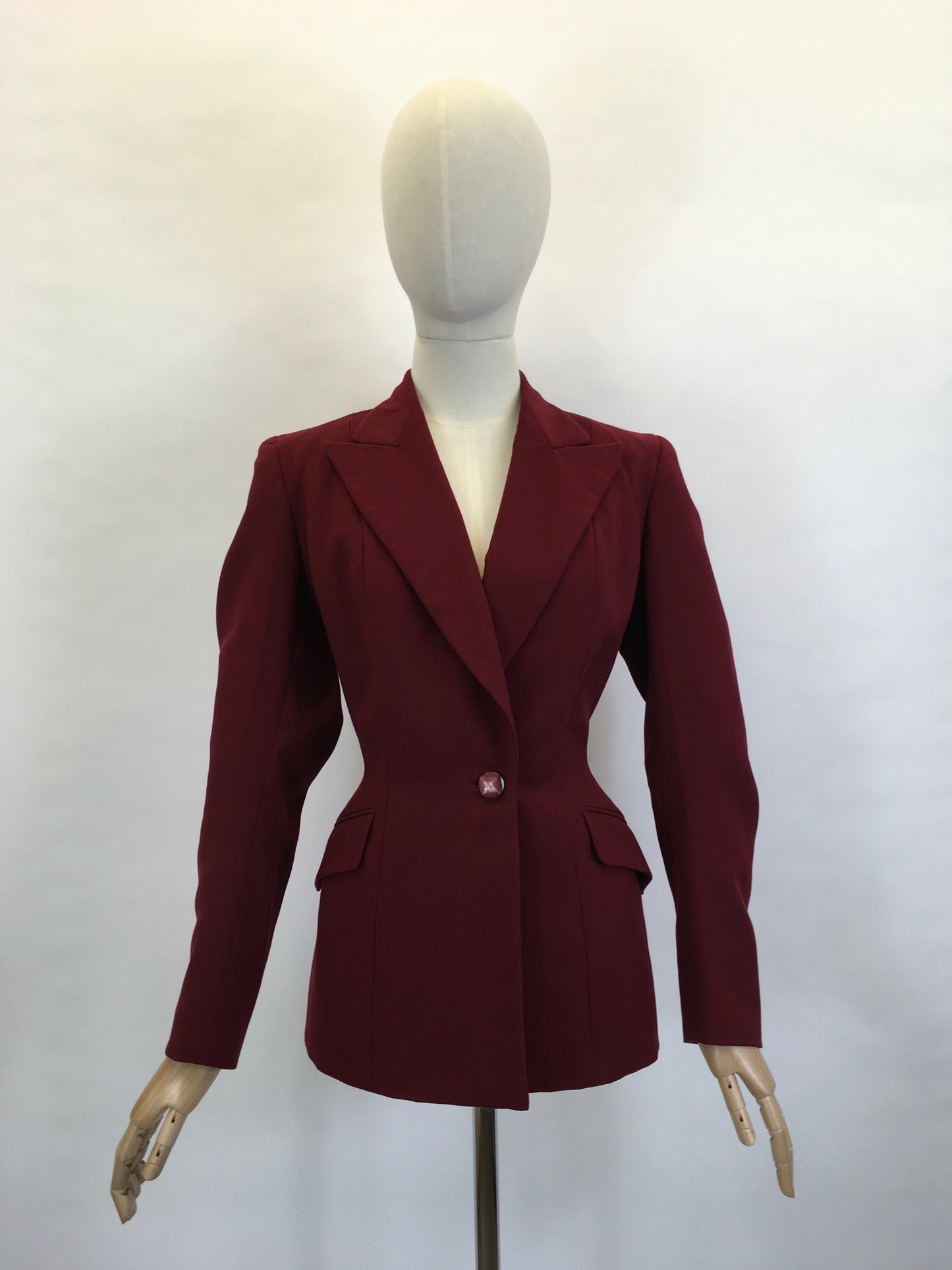 Original 1940’s Beautiful Longline Fitted Jacket - In A Rich Wine Colouring