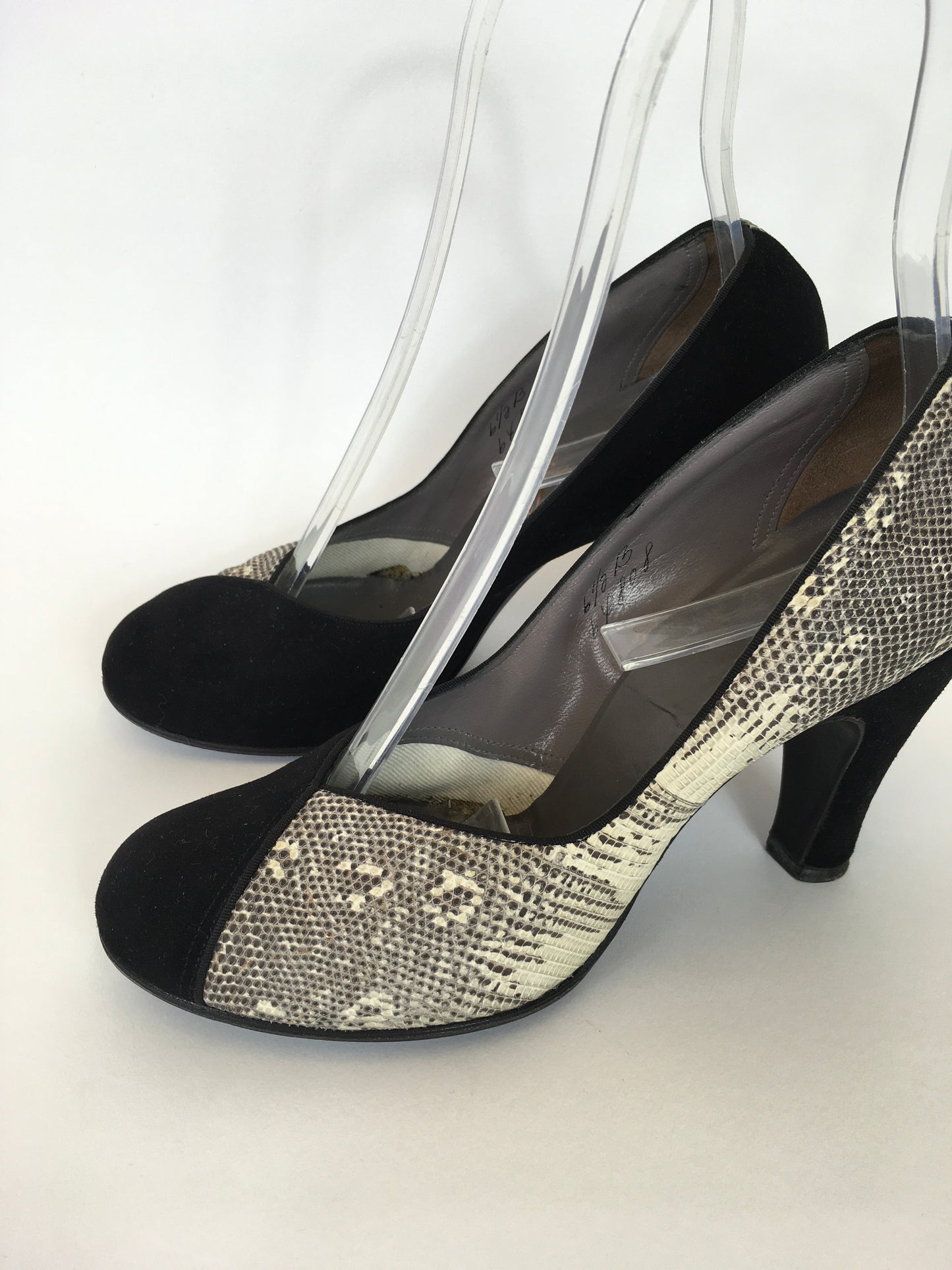 Original 1950’s STUNNING Black And Snakeskin Heels - Made By ‘ Jean La Val ‘