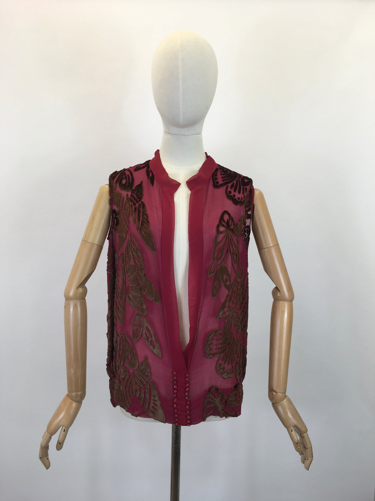 Original 1920's SENSATIONAL Tabard - In A Vibrant Raspberry and Gold Chiffon Devore