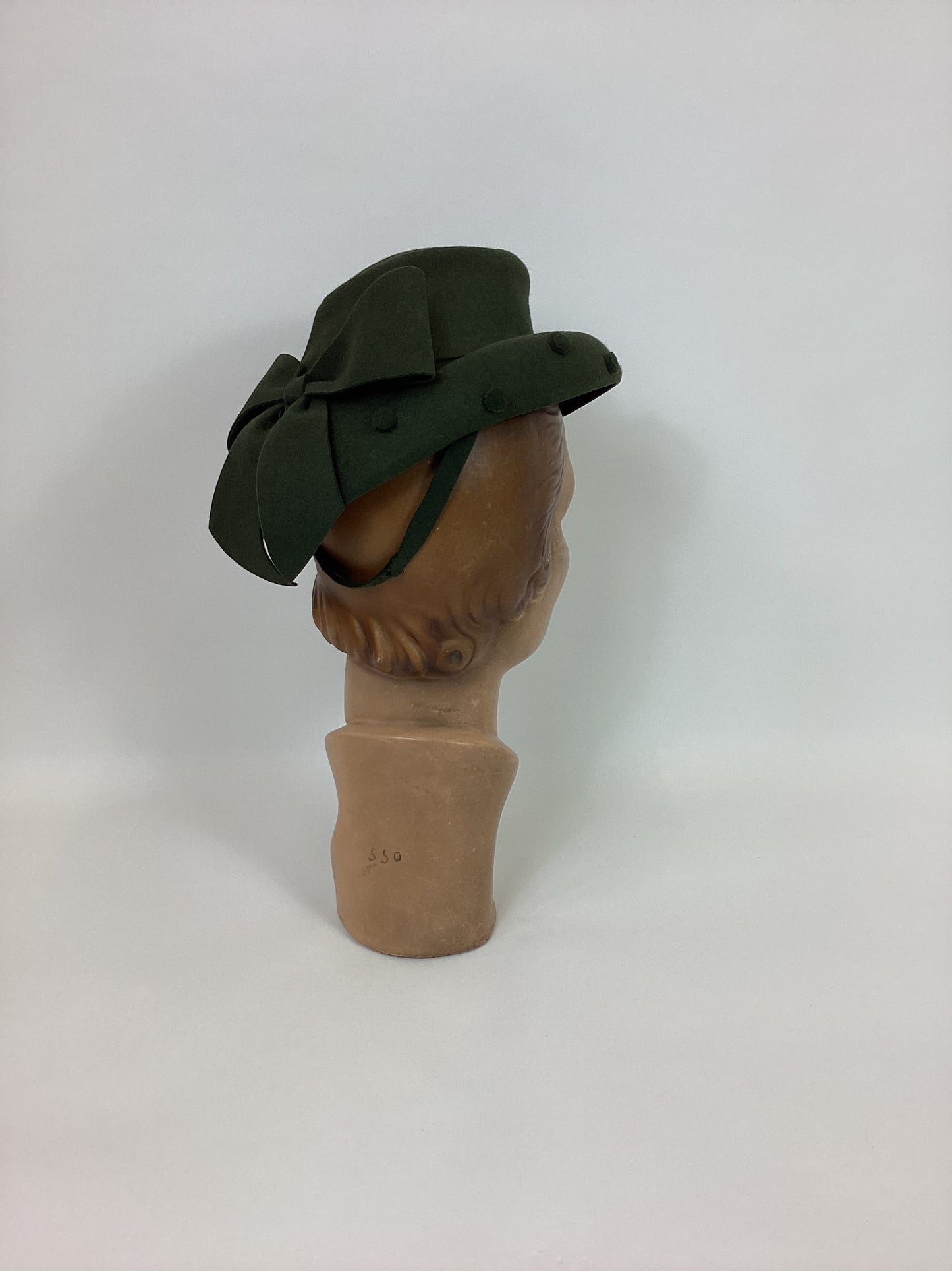 Original 1940’s Sensational Topper Hat - In A Deep Olive Green