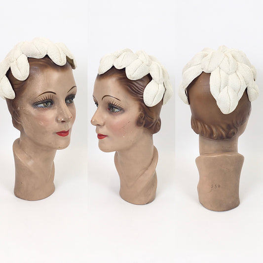 Original 1950’s Darling Structured Headpiece - In Soft Ivory