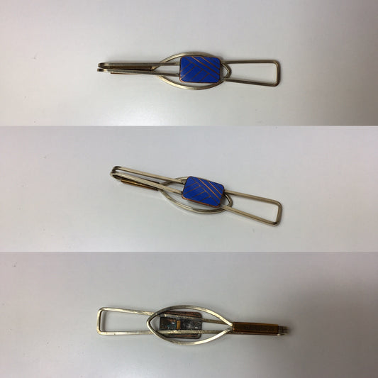 Original Gents Tie Pin - Lovely Shape and Has A contrast Geometric Blue to the Front