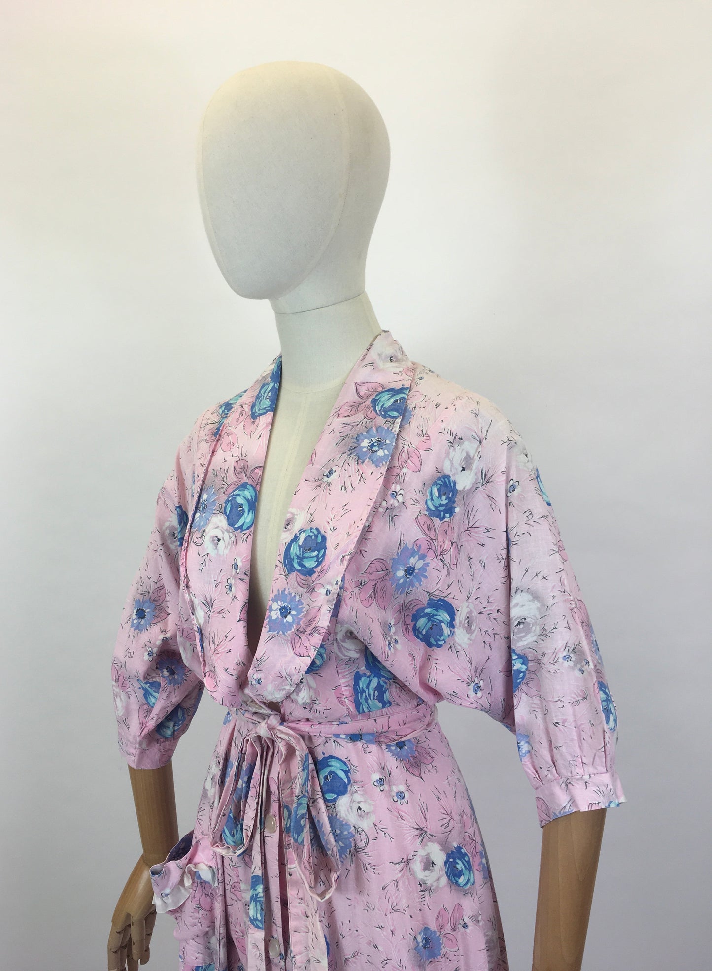 Original 1950’s Floral Cotton Dressing Gown - As is Condition