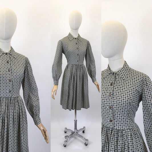 Original 1950’s Fabulous ShirtWaister Dress - In A Geometric Print Cotton