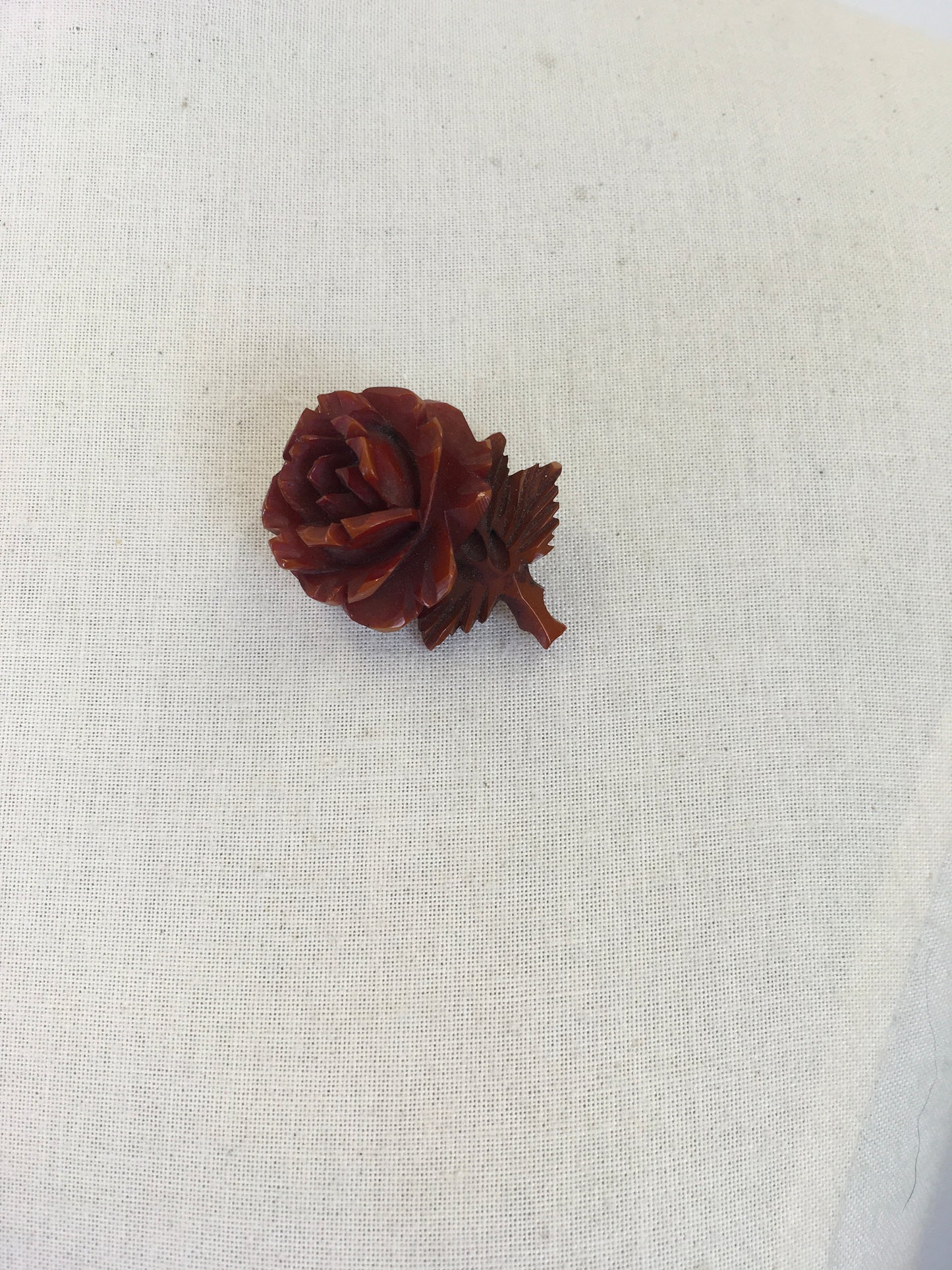 Original 1940s Rose Celluloid Brooch - In a Lovely Warm Brown