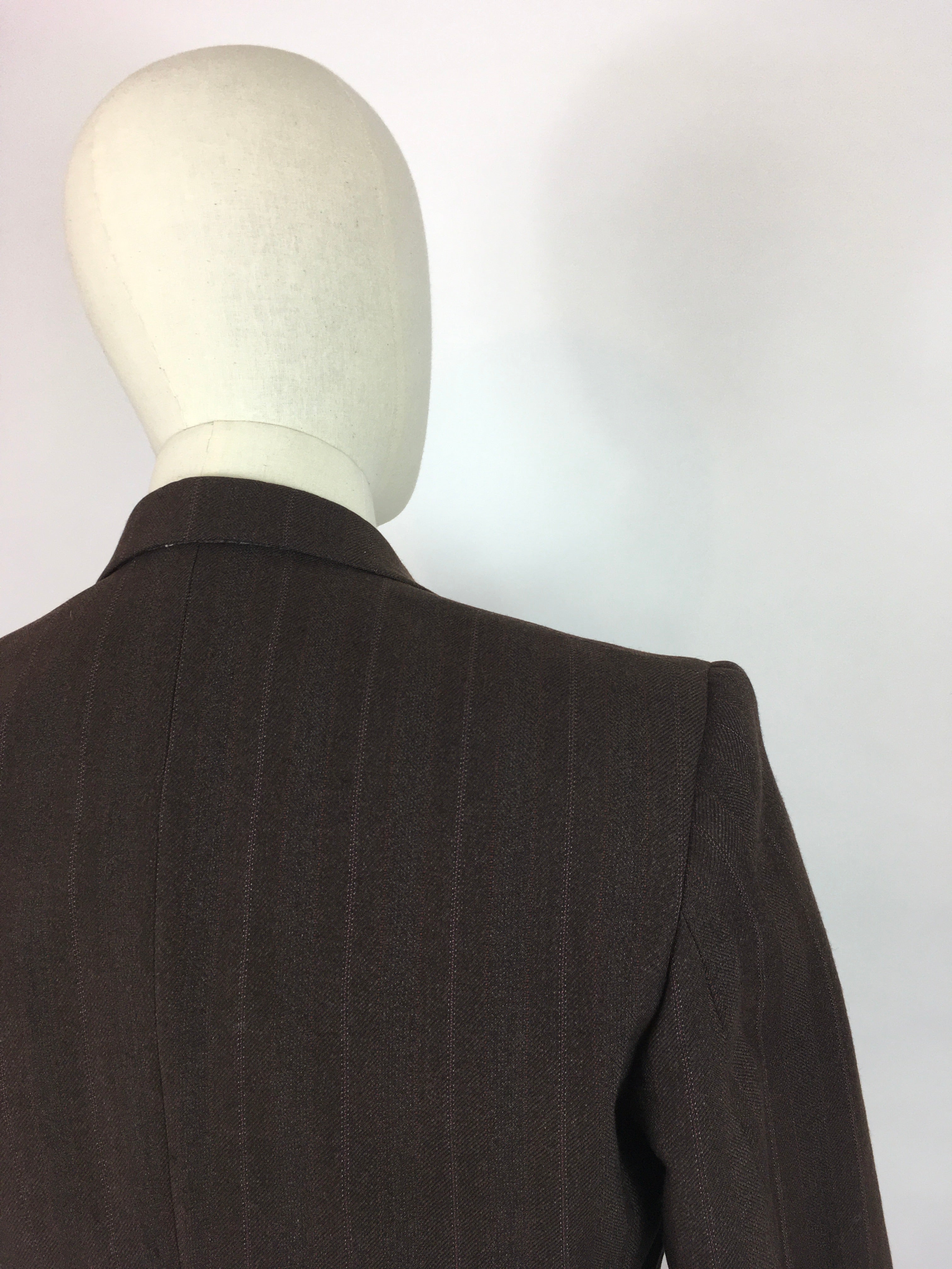 Original 1940’s CC41 Montague Burton Jacket - In a Lovely Brown with Orange  and Pink Pinstripe