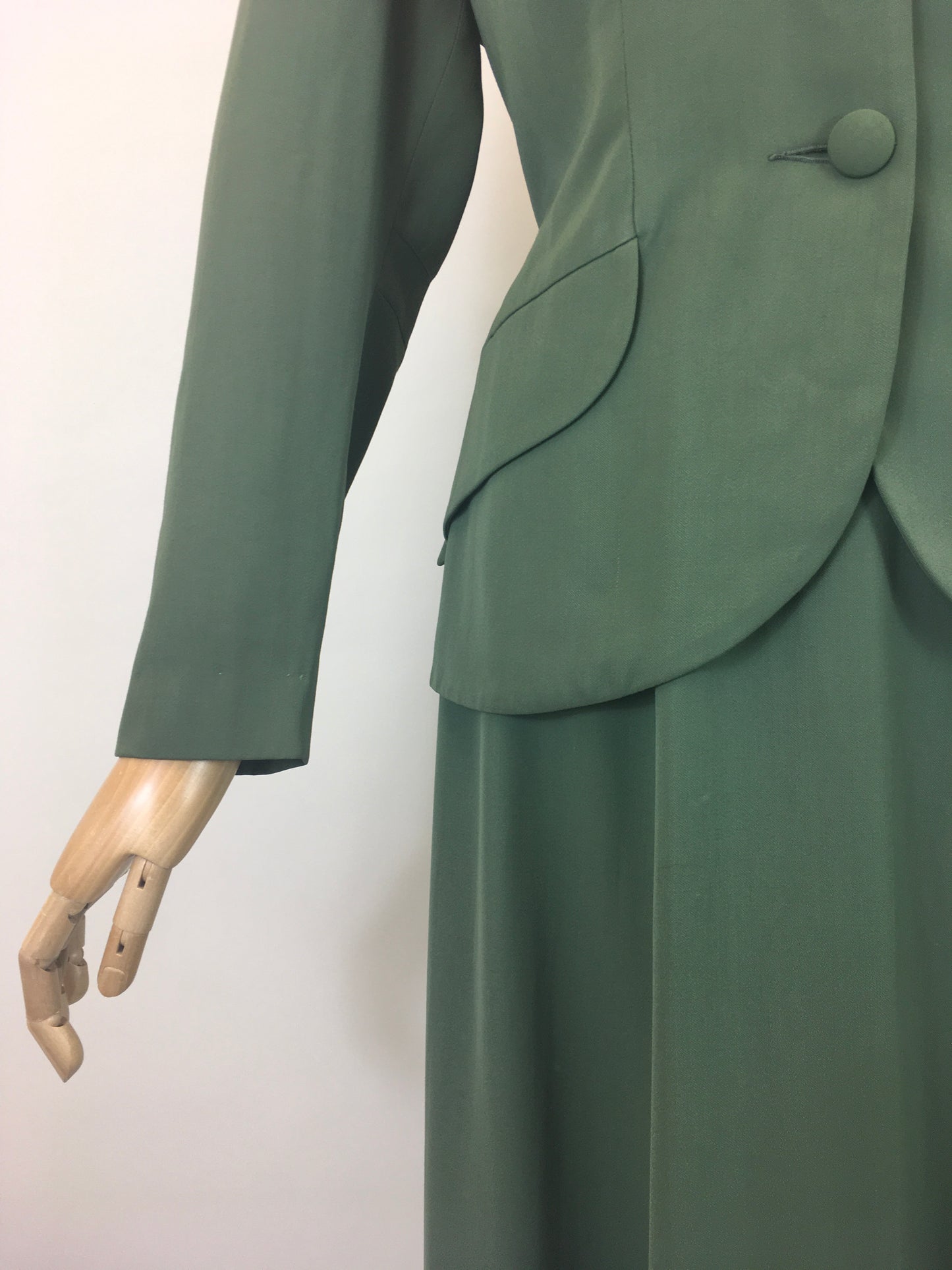 Original 1940's Fabulous 2pc Gabardine Suit - In A Soft Sage Green