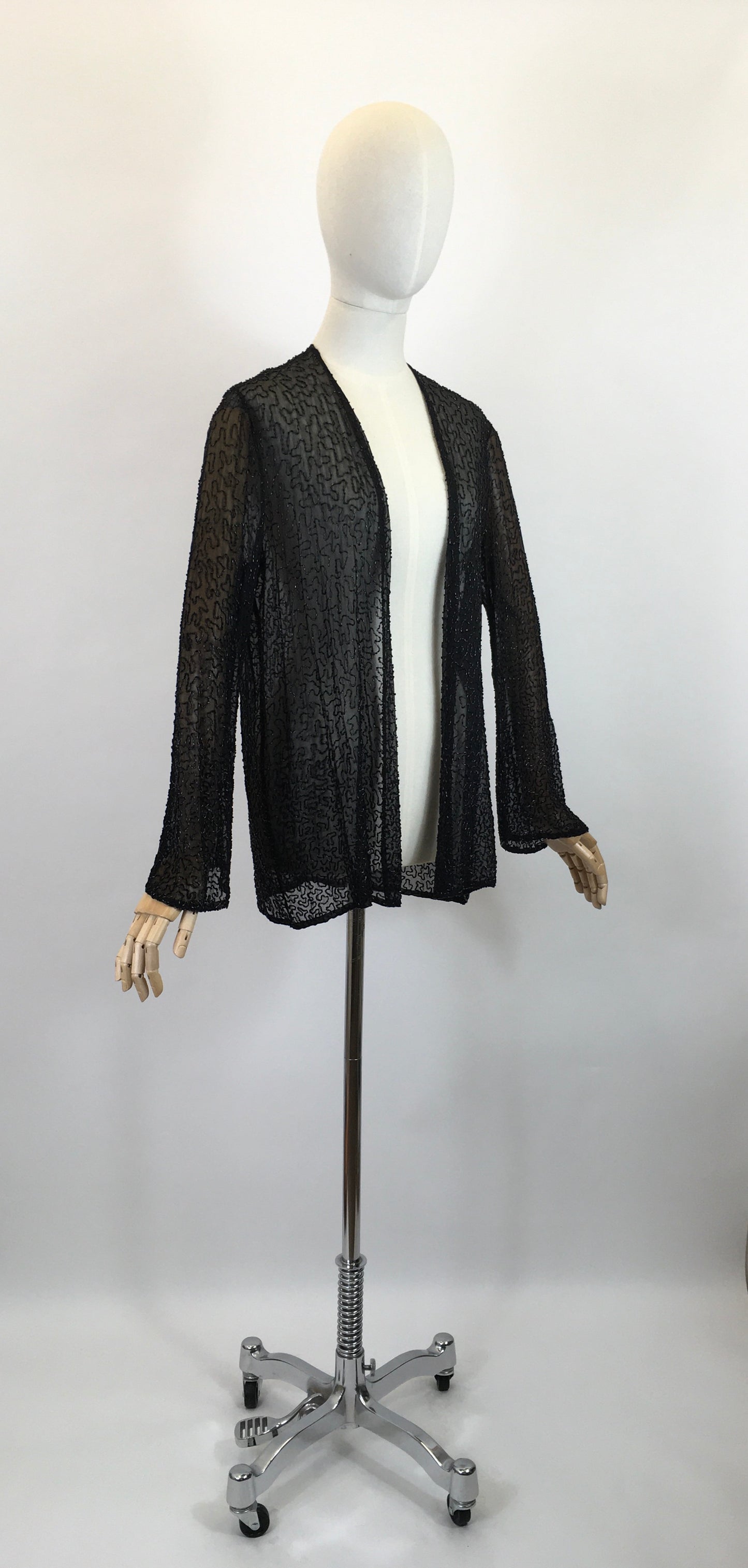 Original 1920's Sensational Evening Jacket - Embellished in Black Bugle Beadwork