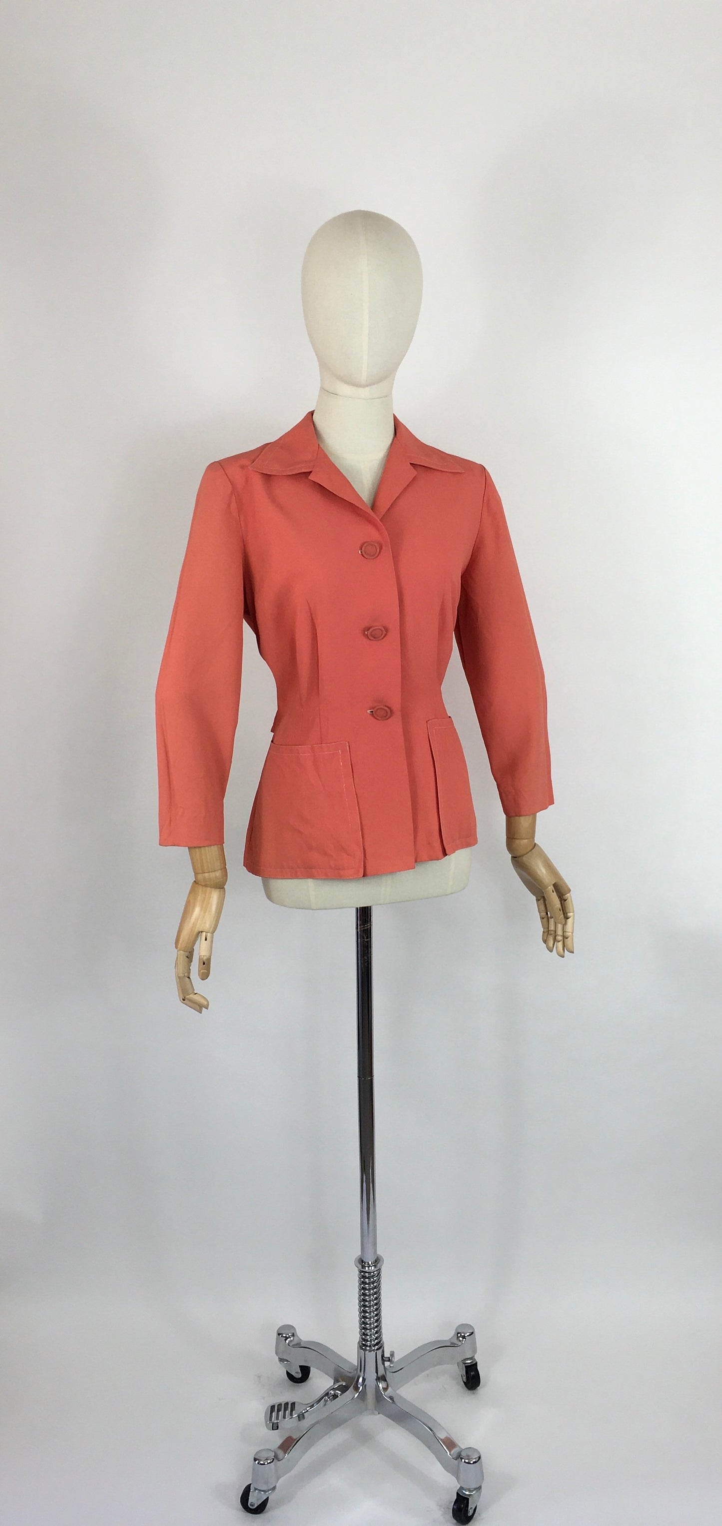 Original 1940s  Summer Jacket With Back Belt Detailing  - In A Fabulous Coral Colour ‘ A Bobby Ann Original’