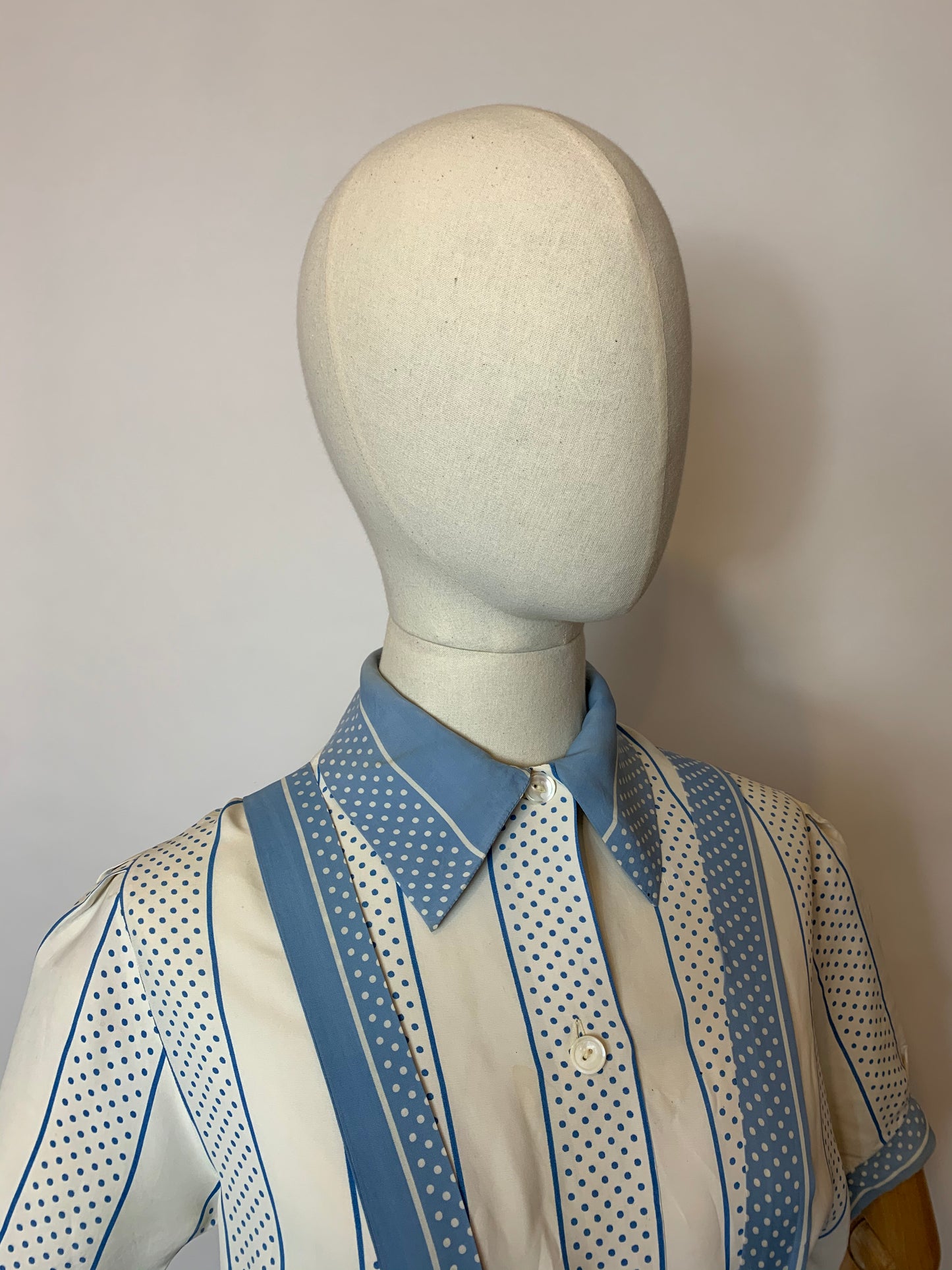 Original 1940’s 2 pc Blouse & Dungaree Set - In the Most Summery Of Colour Pallets with Polka Dots